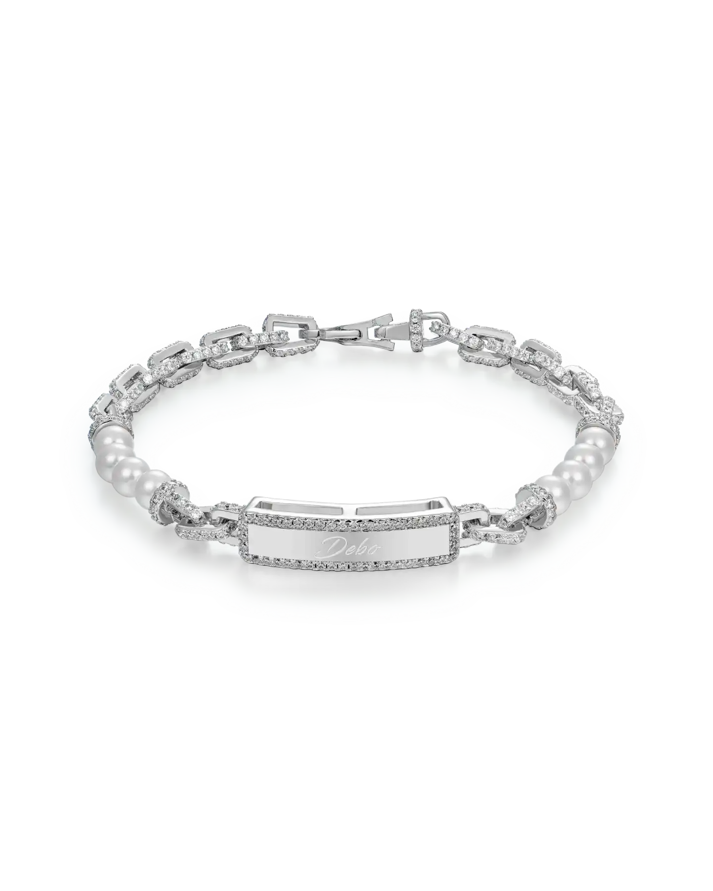 Custom Pearl Name Tag Bracelet - 5mm