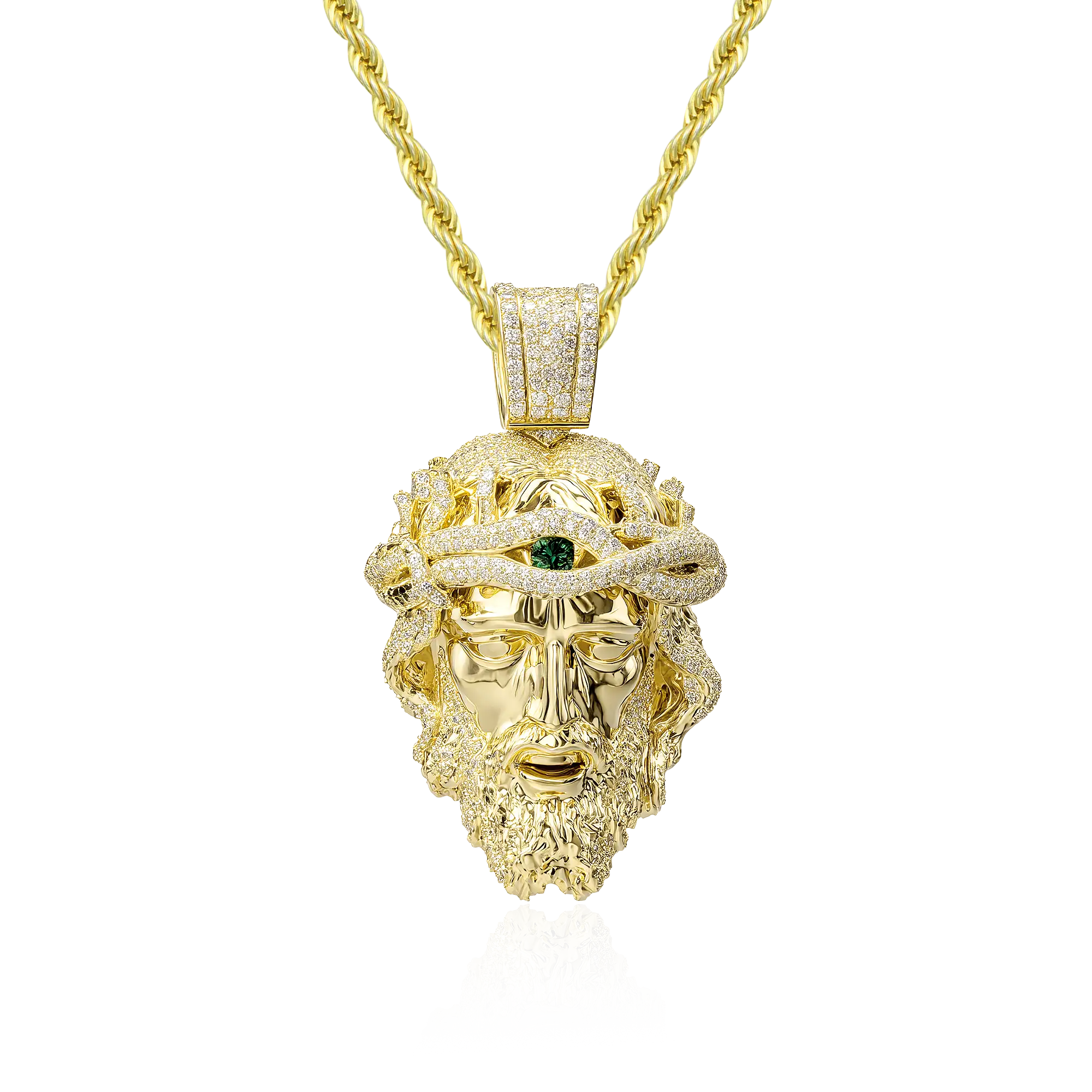Emerald Mercy Jesus Pendant - 51mm