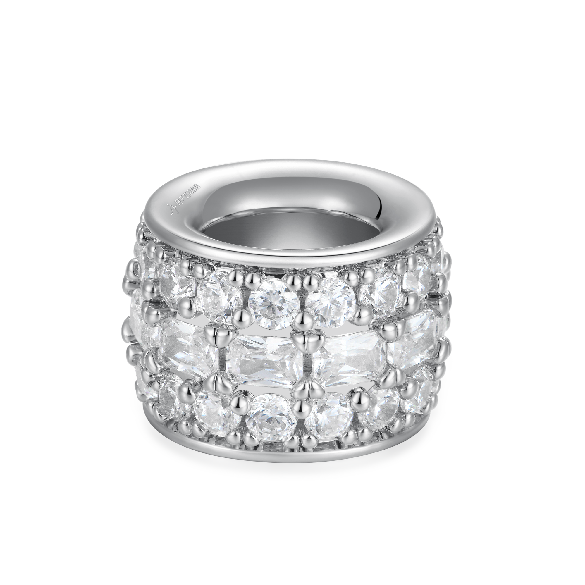 #Style_Emerald and Round Cut#Color_White Gold