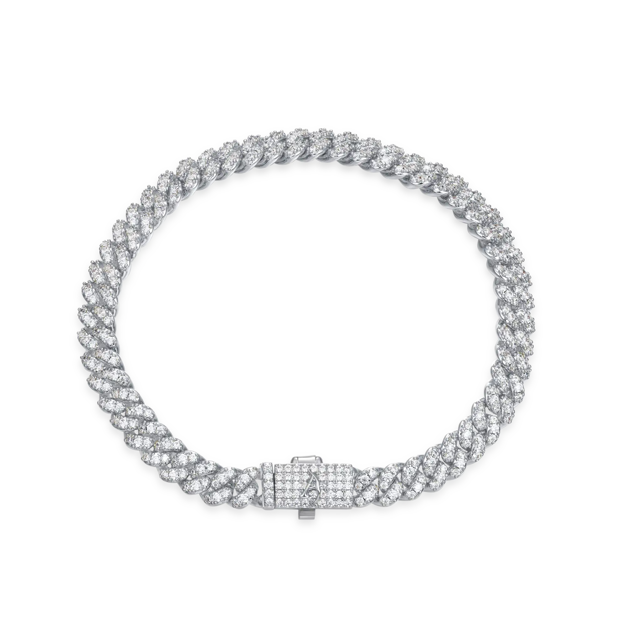 Pulsera de enlace cubano de corte redondo de moissanita - 6 mm