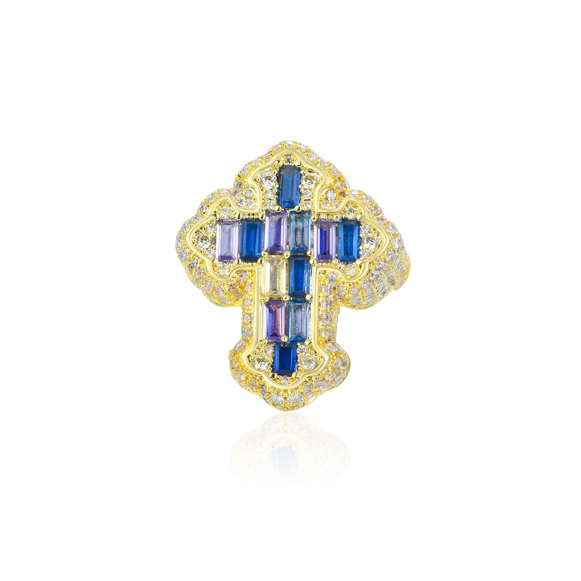 Iced Vitraux Vintage Starry Night Cross Ring