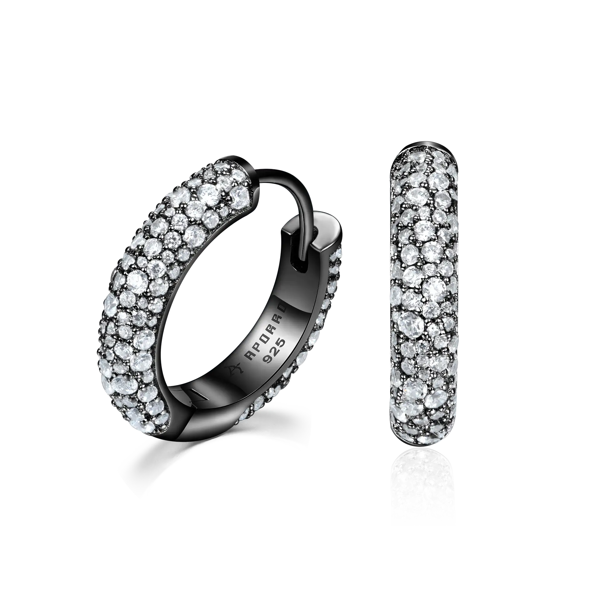 S925 Round Paved Hoop Earring - Medium