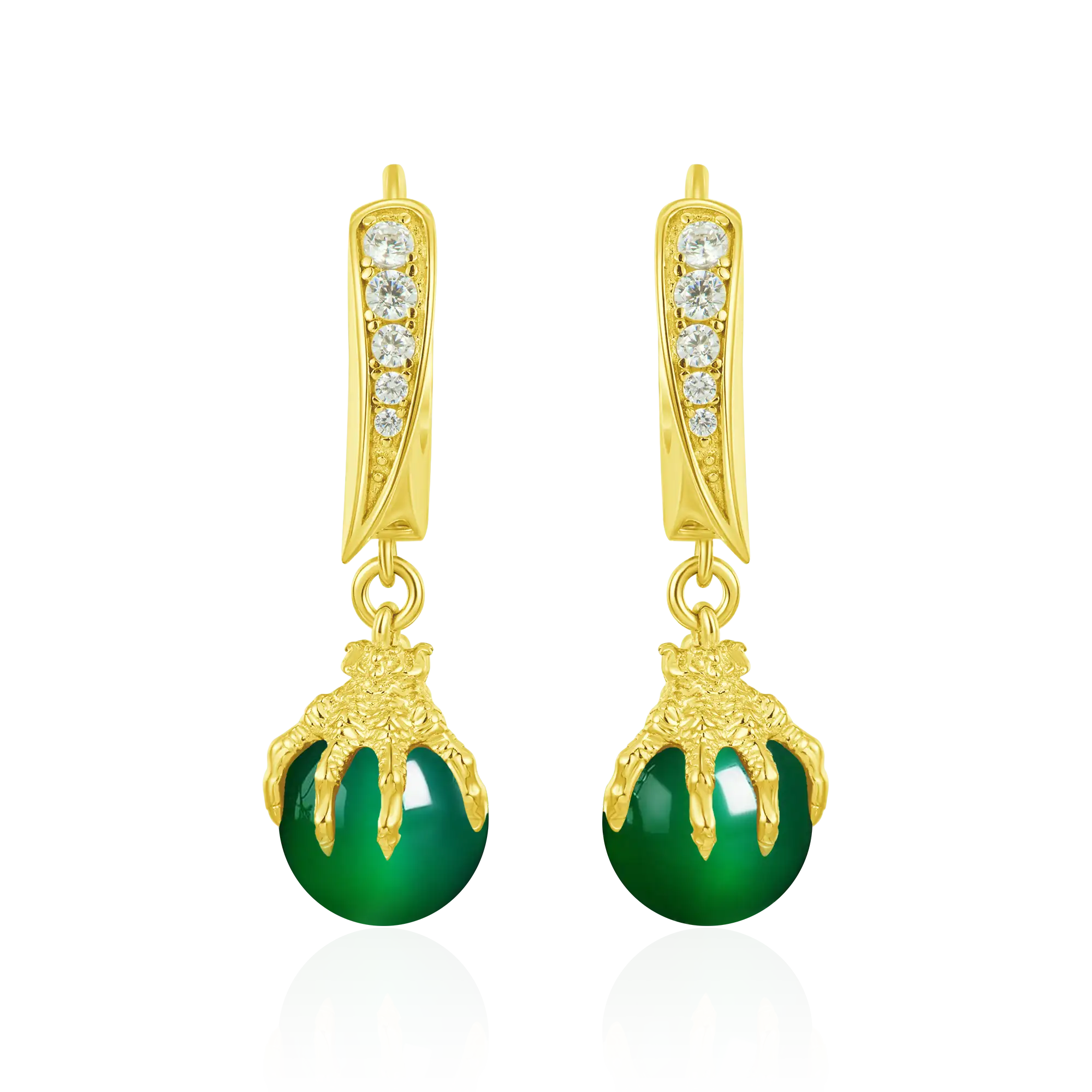 WONG Ⅱ Ridge Iced Out Jade Drop Earrings - Pair
