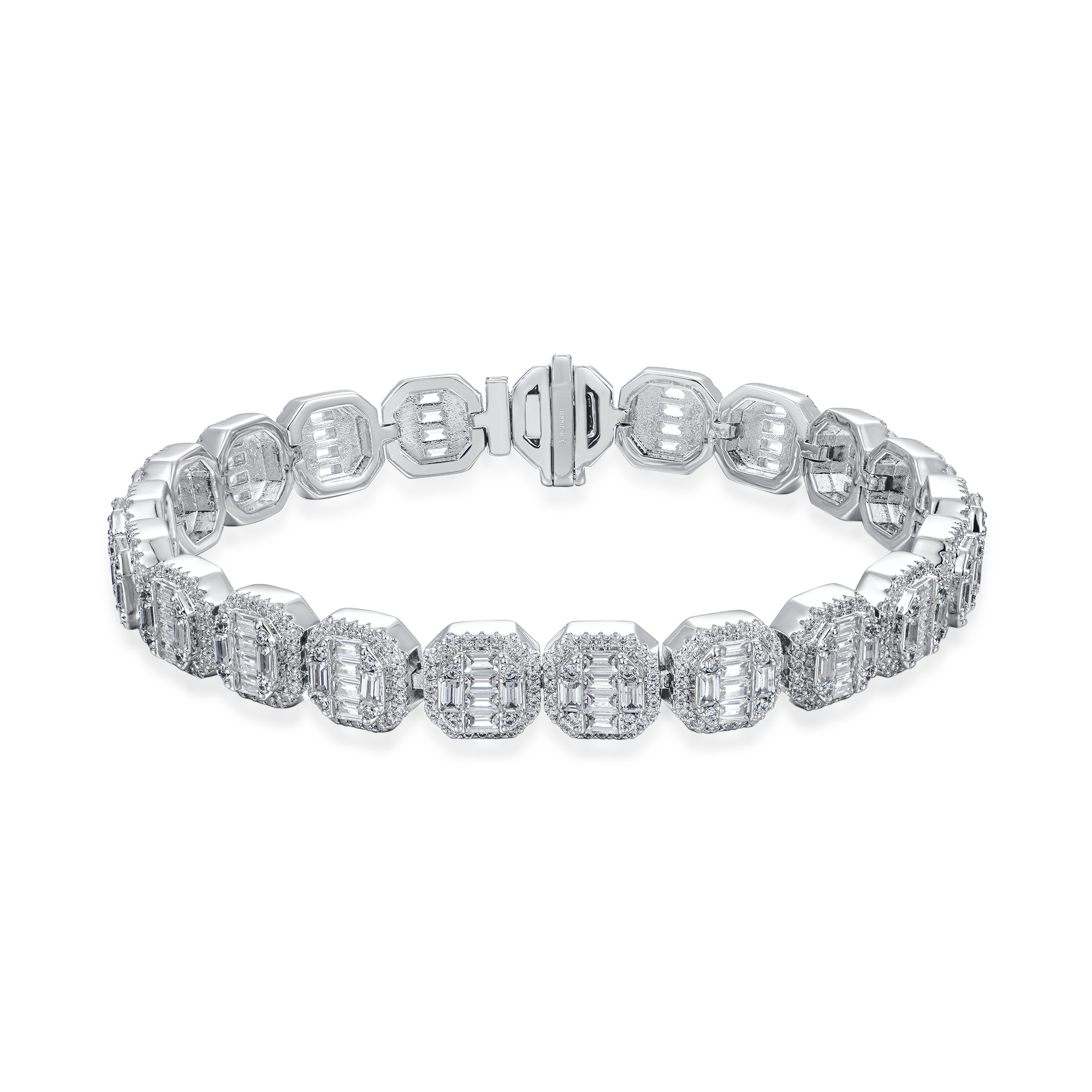 Baguette Clustered Tennis Bracelet - 8mm