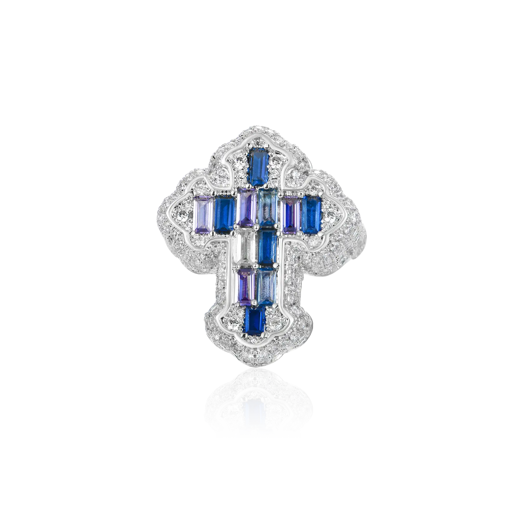 Iced Vitraux Vintage Starry Night Cross Ring