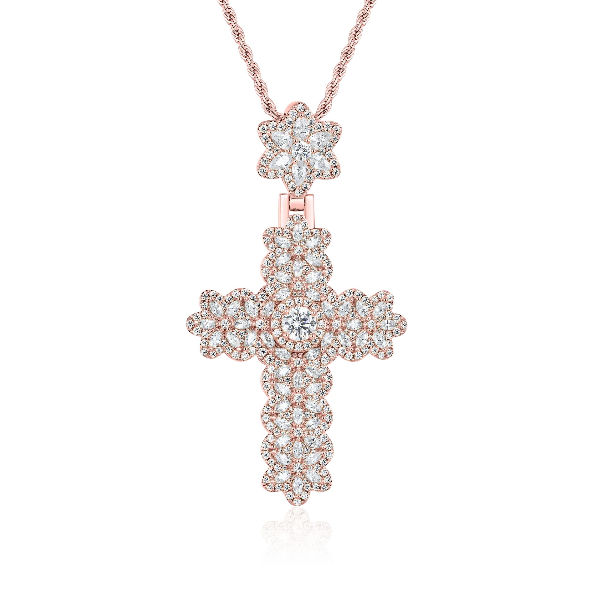 Marquise Flower Cross Pendant