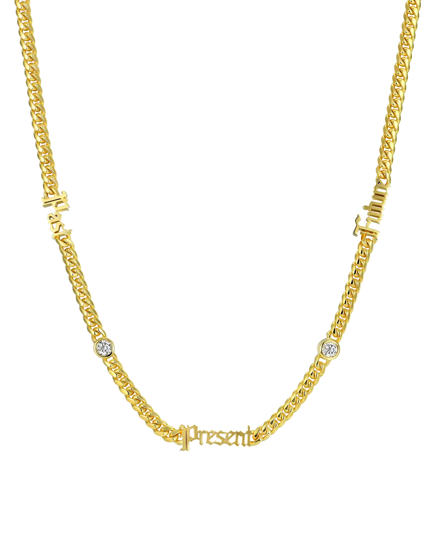 5mm 14k Gold Moissanite Custom Old English Name Necklace