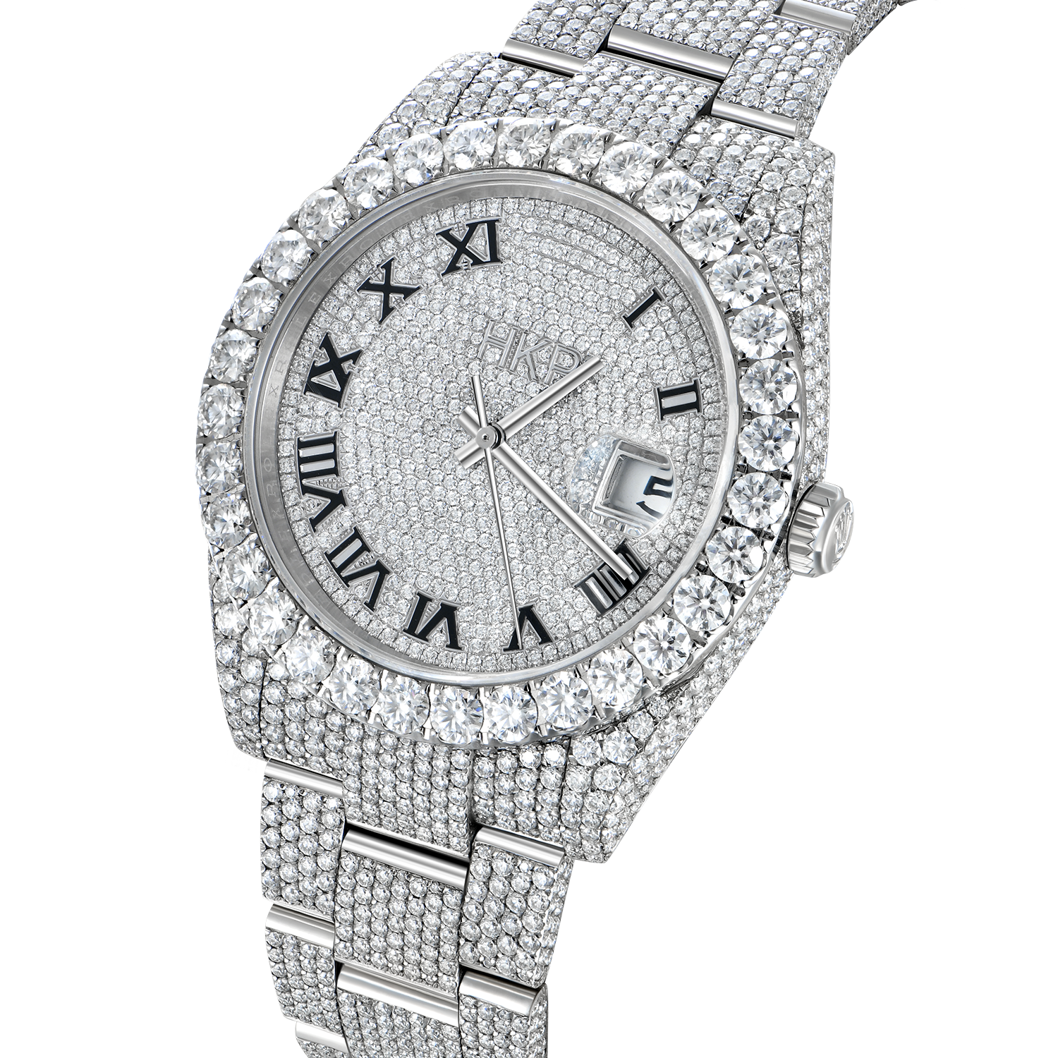 Reloj personalizado con diamantes de moissanita rebajados de 44 mm