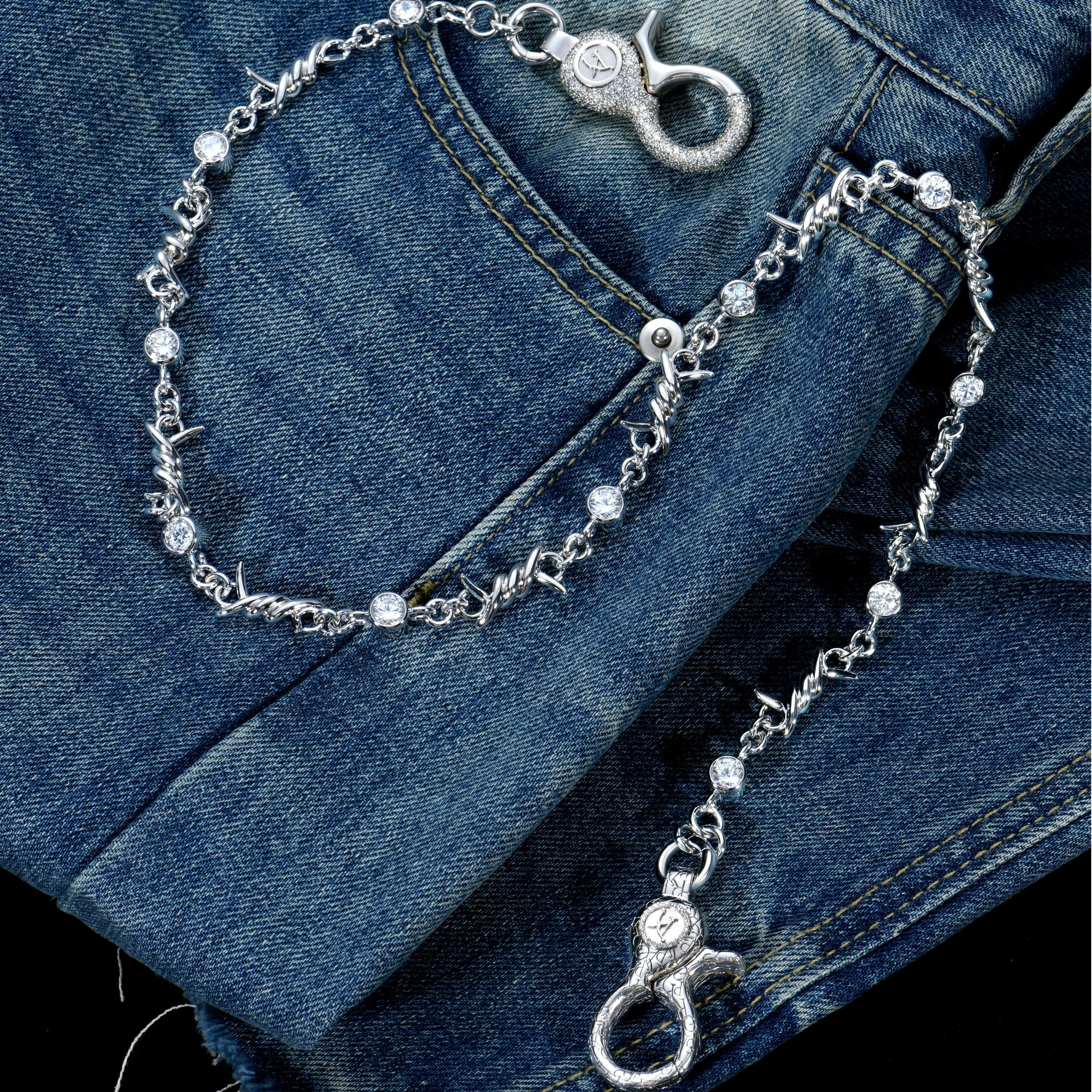 Catena del portafoglio di moissanite spinose & catena di portafoglio