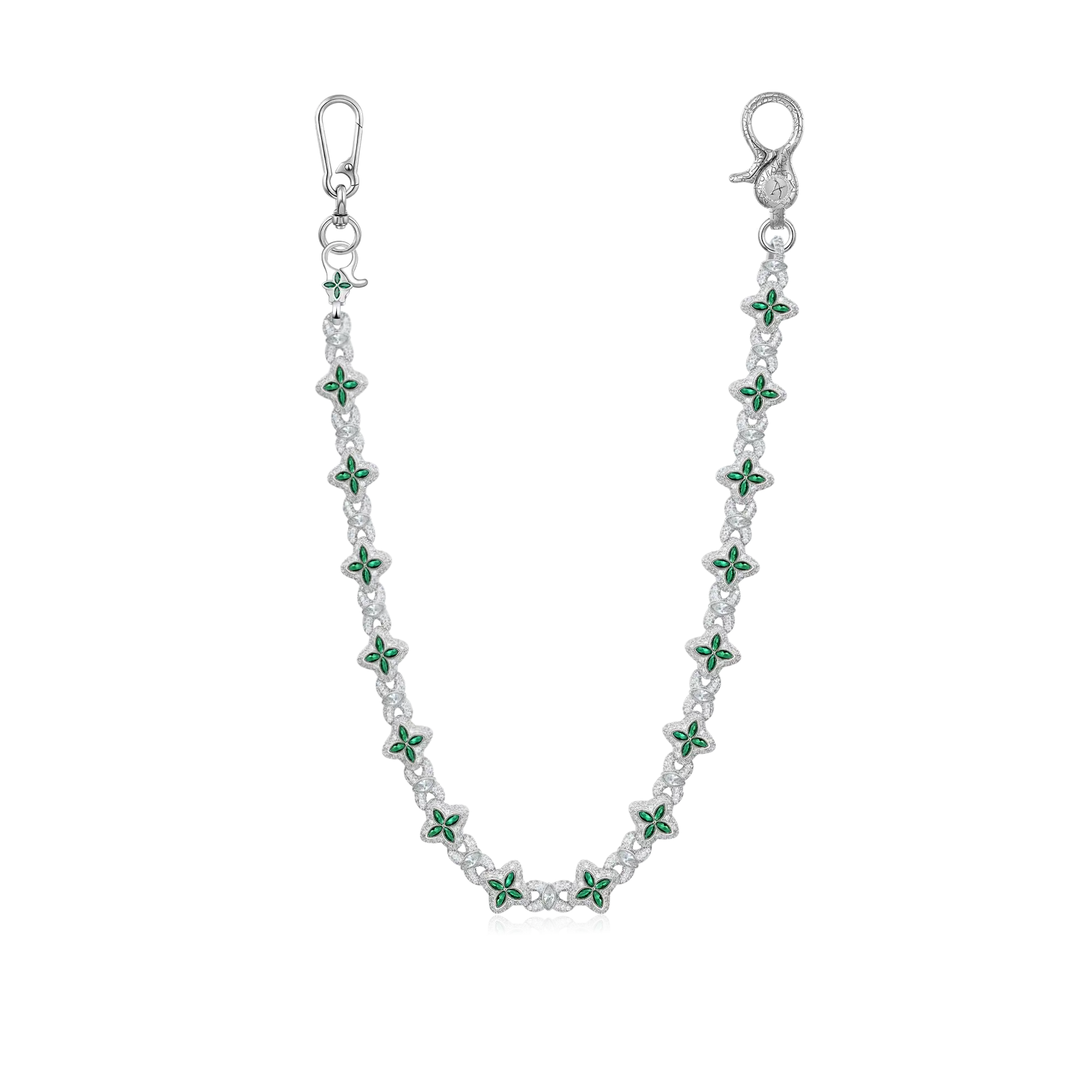 Collier de trèfle lumineux Moisanite et chaîne de portefeuille