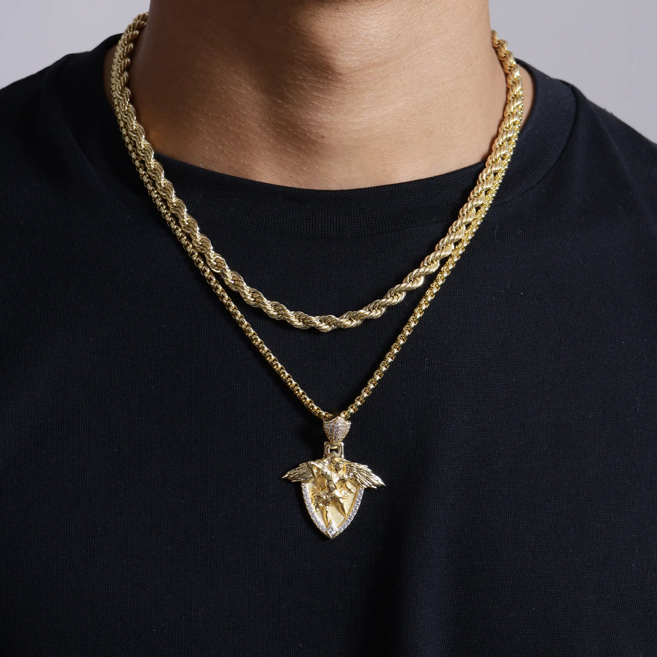 Moissanite Archangel Shield Pendant - Medium