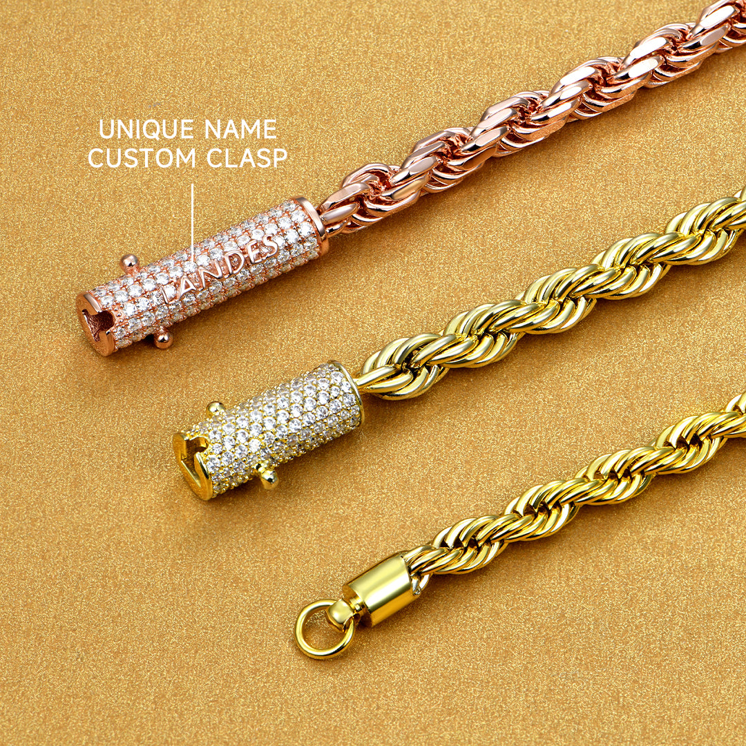 Chaîne de corde Moisanite avec fermoir glacé - 6 mm