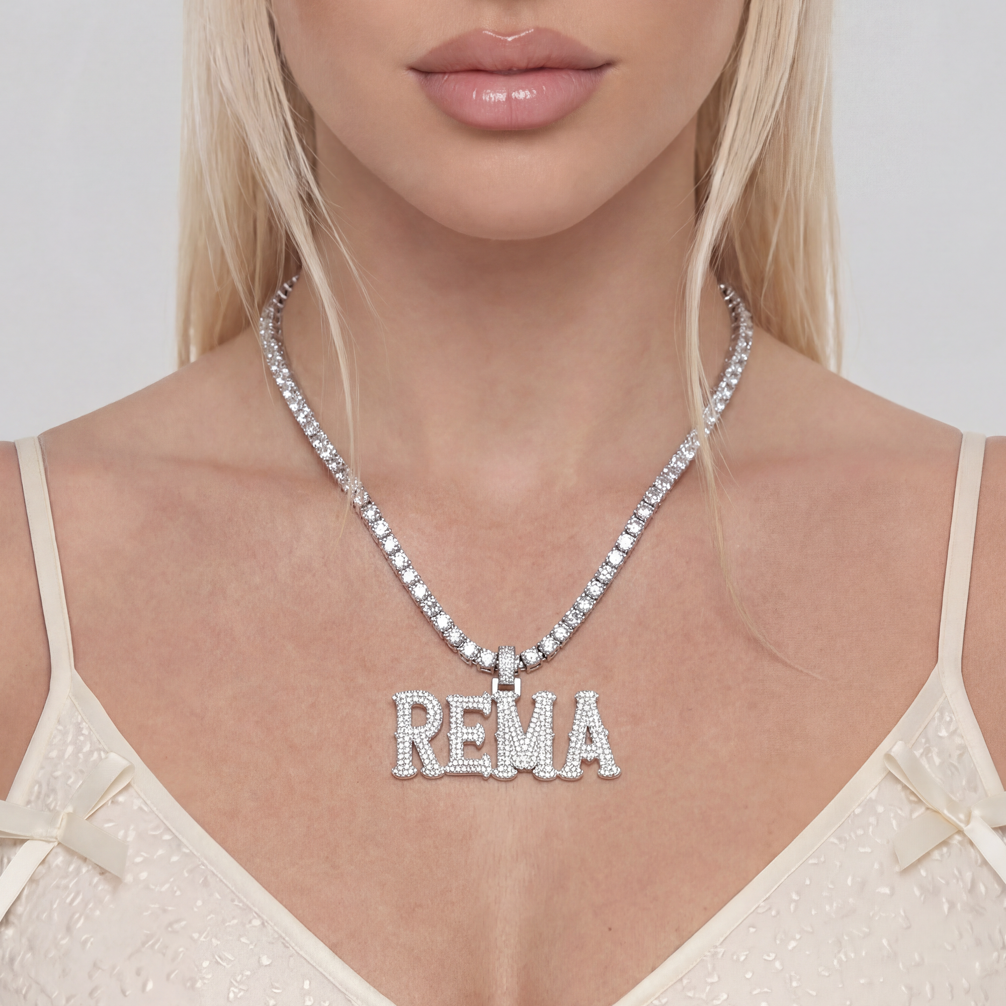 Custom Moissanite Bosox Name Pendant