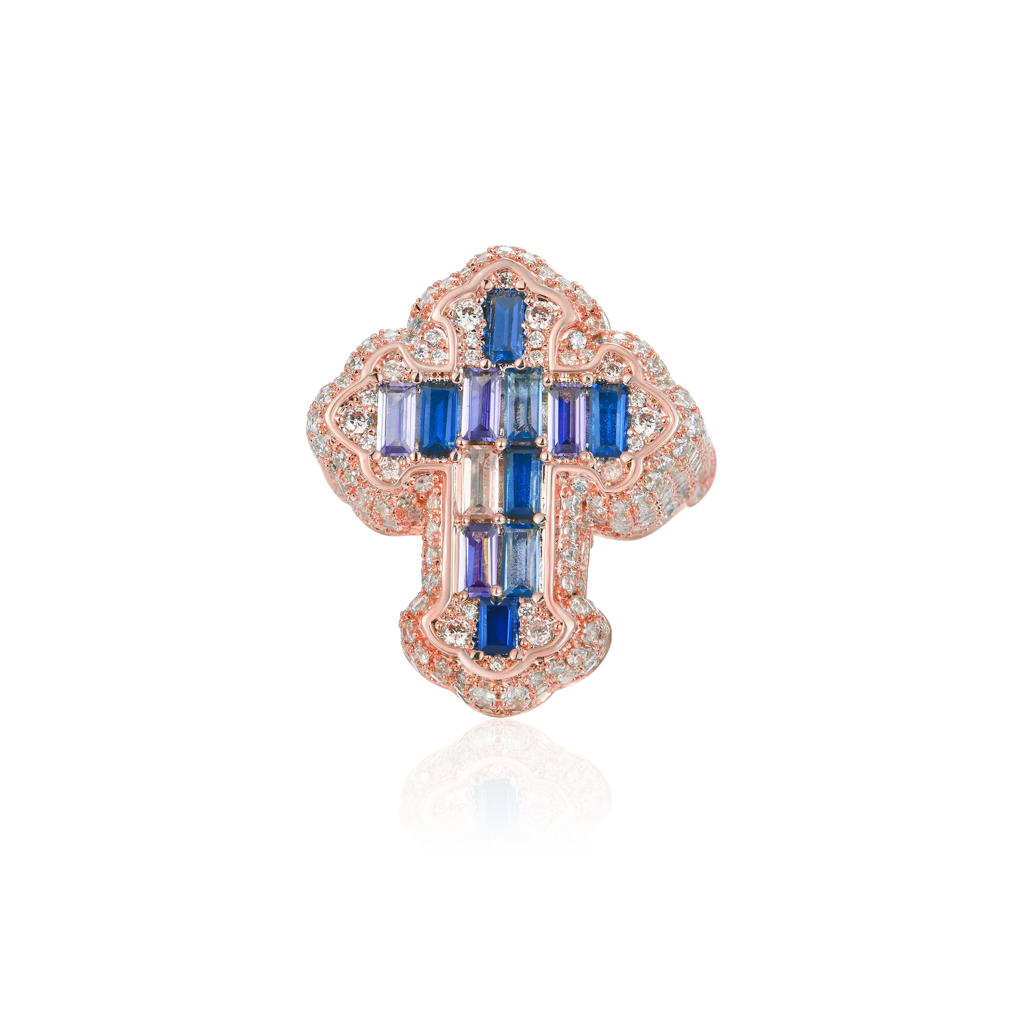 Iced Vitraux Vintage Starry Night Cross Ring