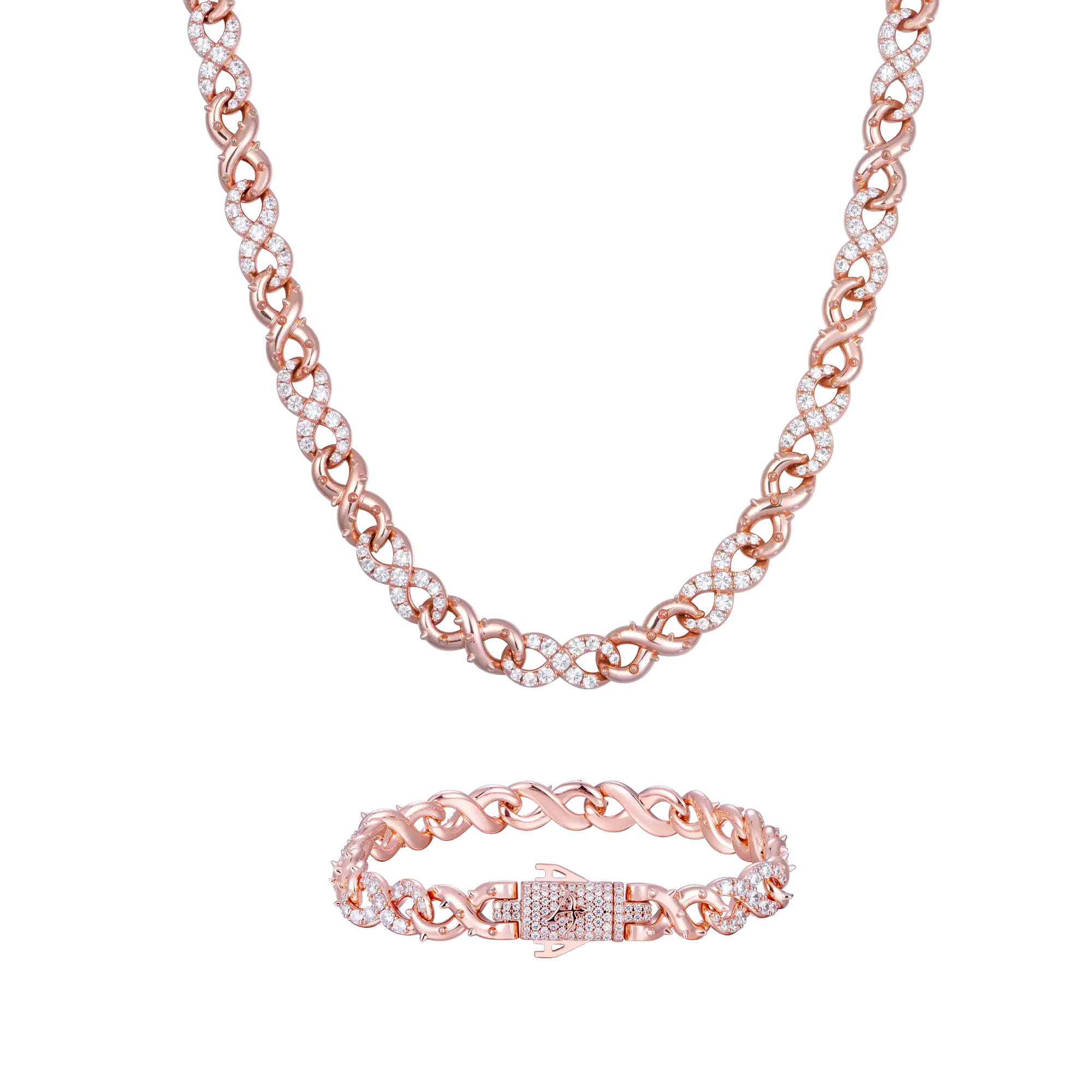 Geformte Dornen-Duo-Kette & Armband-Set