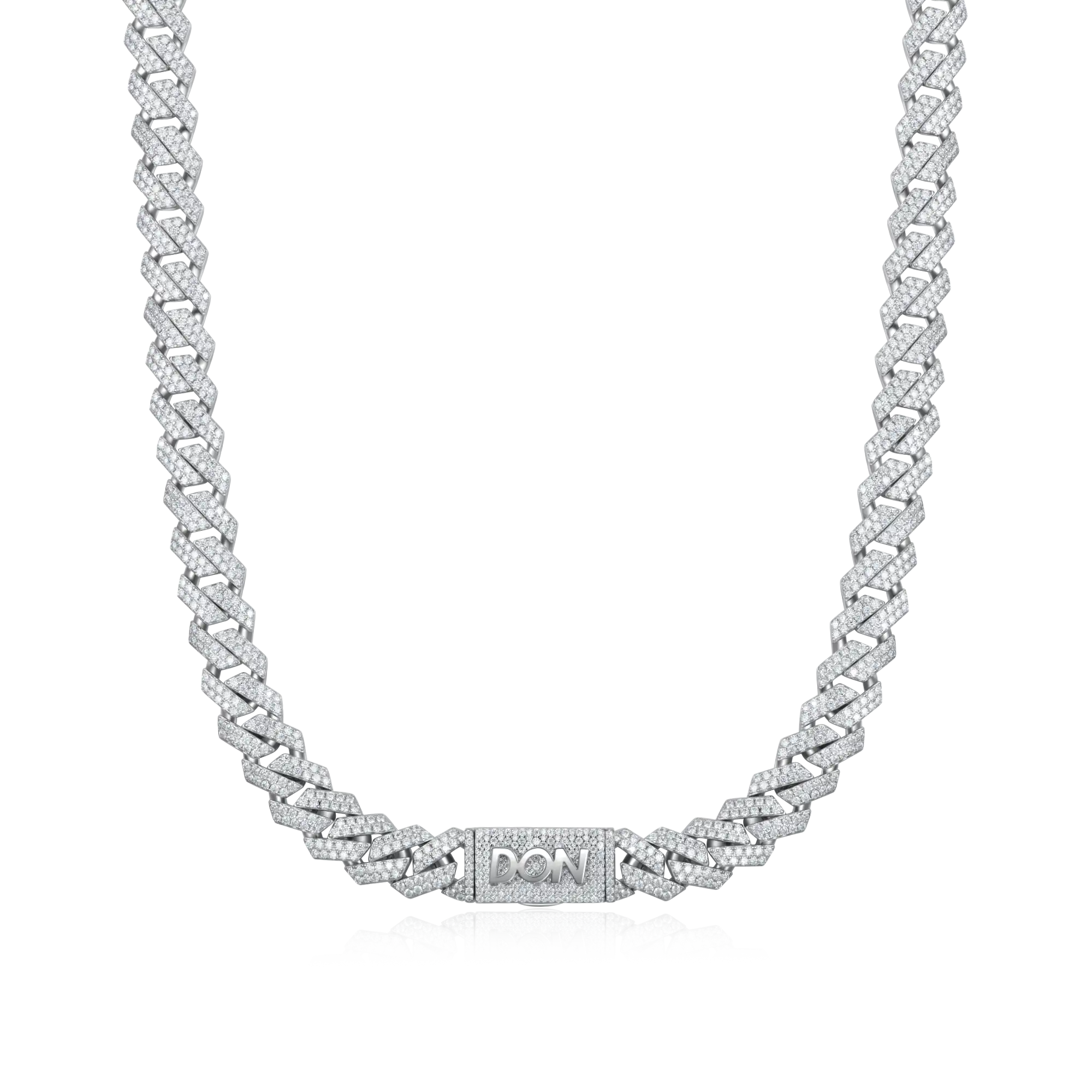 Moissanite Round Cut Prong Cuban Link Chain - 8mm