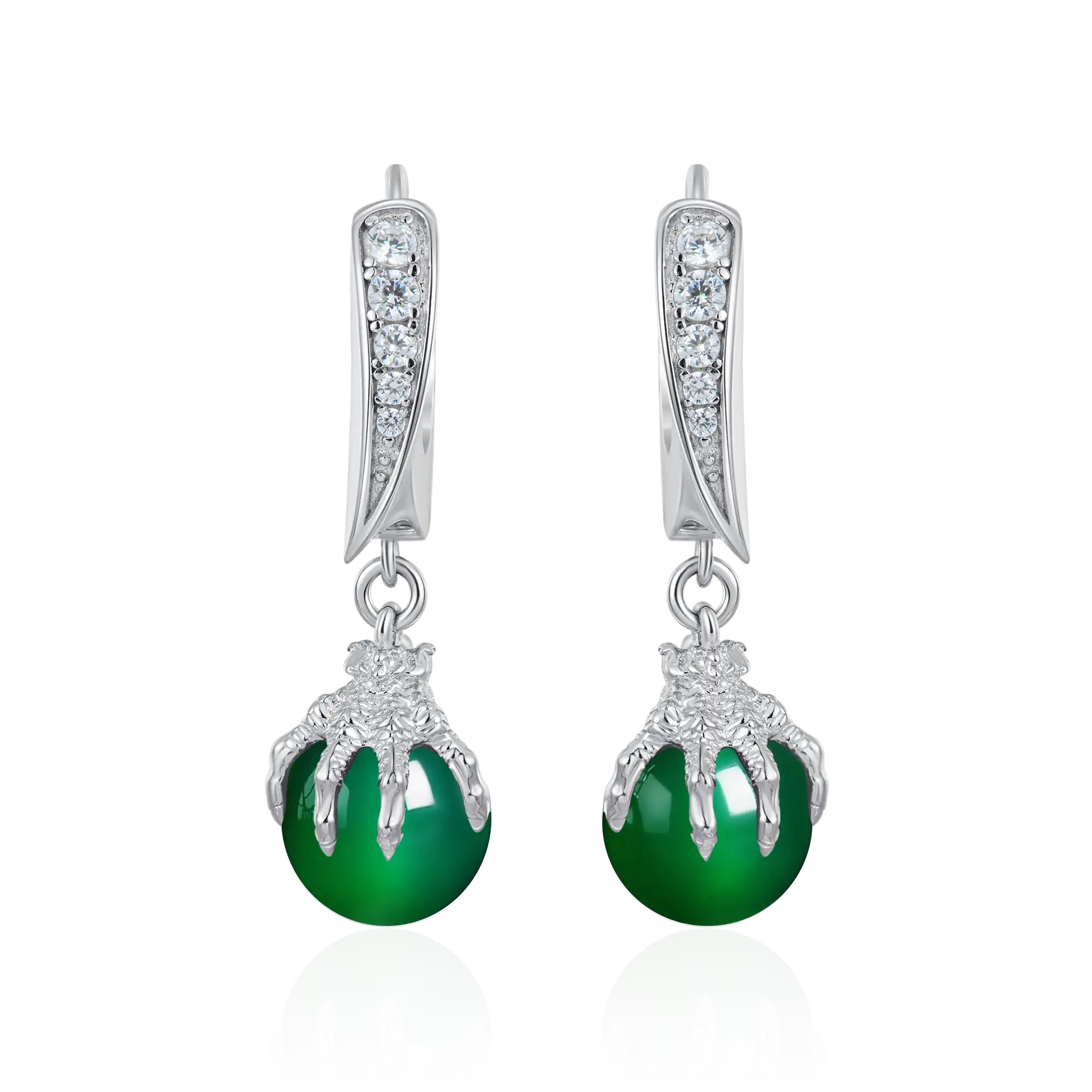WONG Ⅱ Ridge Iced Out Jade Drop Earrings - Pair