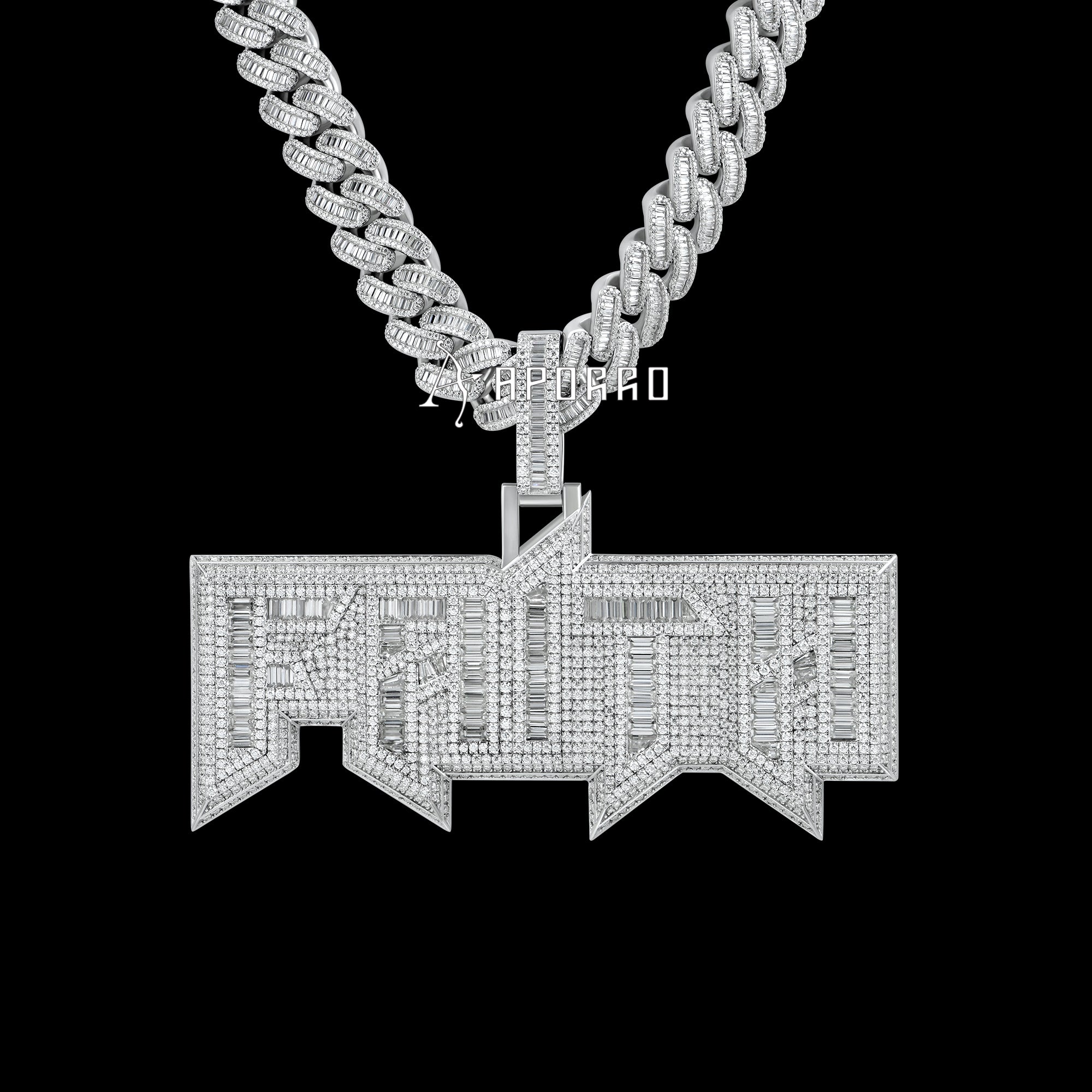 APORRO Premium Custom Baguette Name Necklace