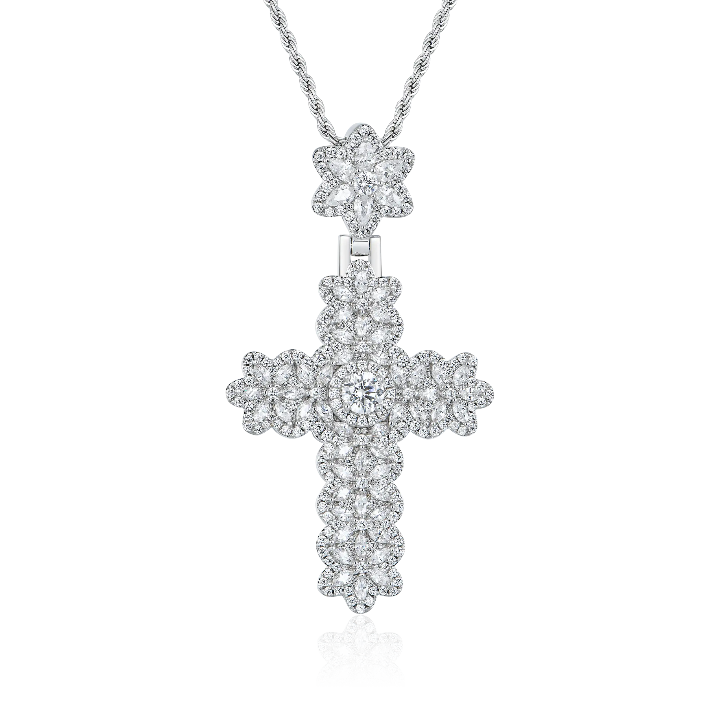 Marquise Flower Cross Pendant