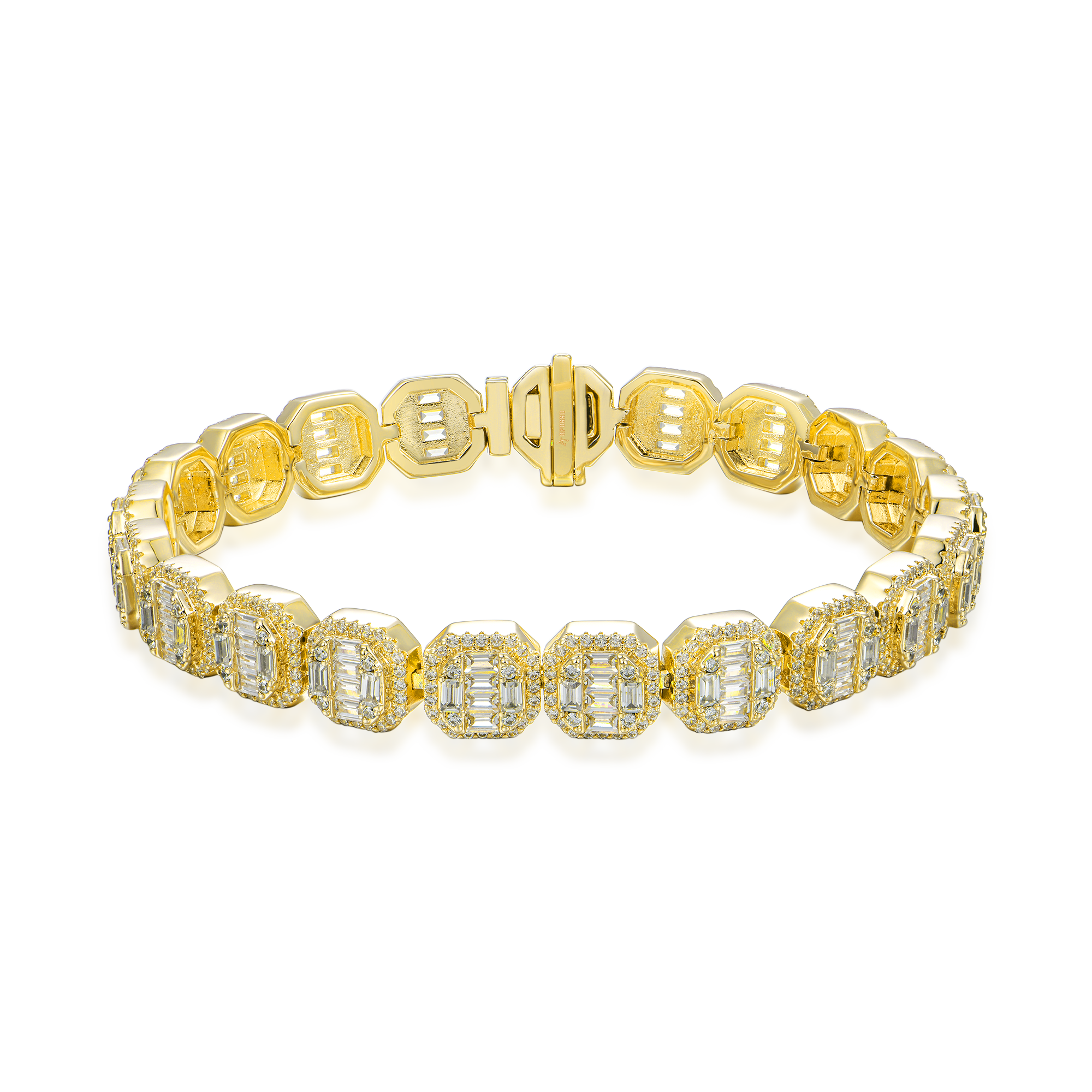 Moissanite Baguette Clustered Tennis Bracelet - 8mm