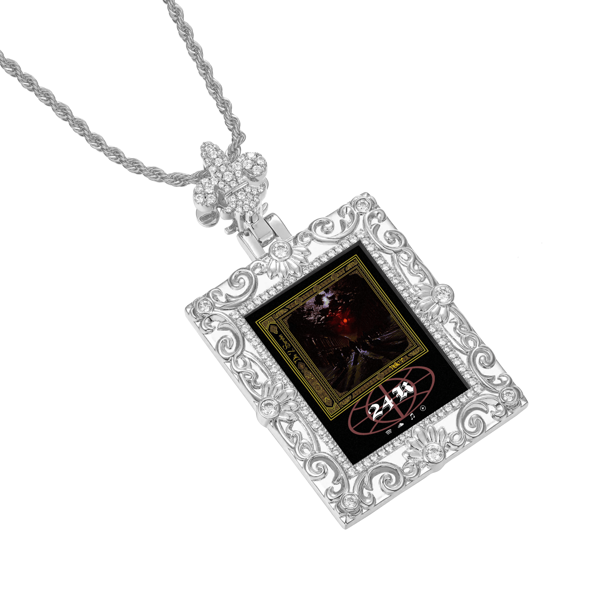 Custom Greek Pattern Vintage Rectangular Photo Pendant