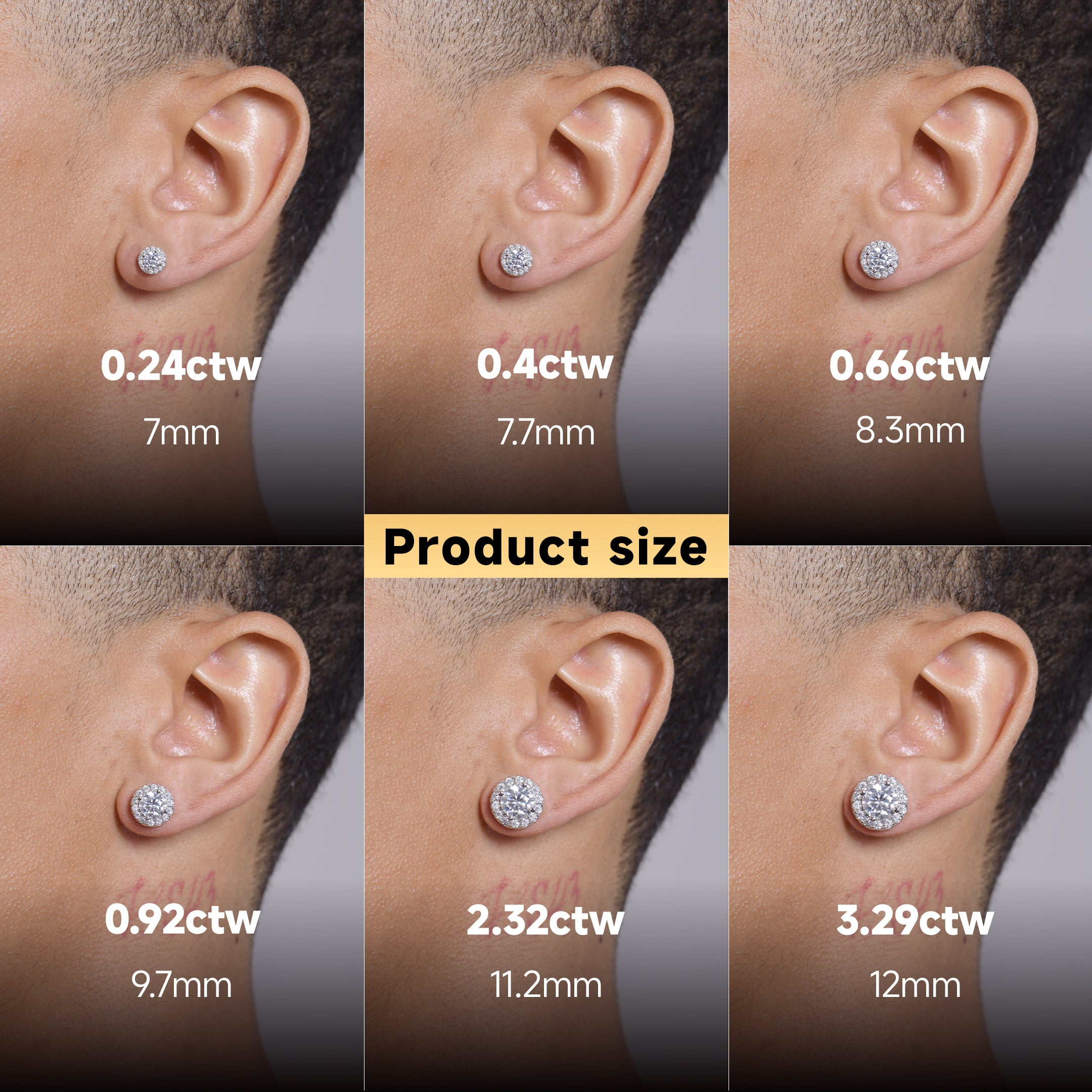 Boucle d'oreille ronde Moissanite S925 Halo