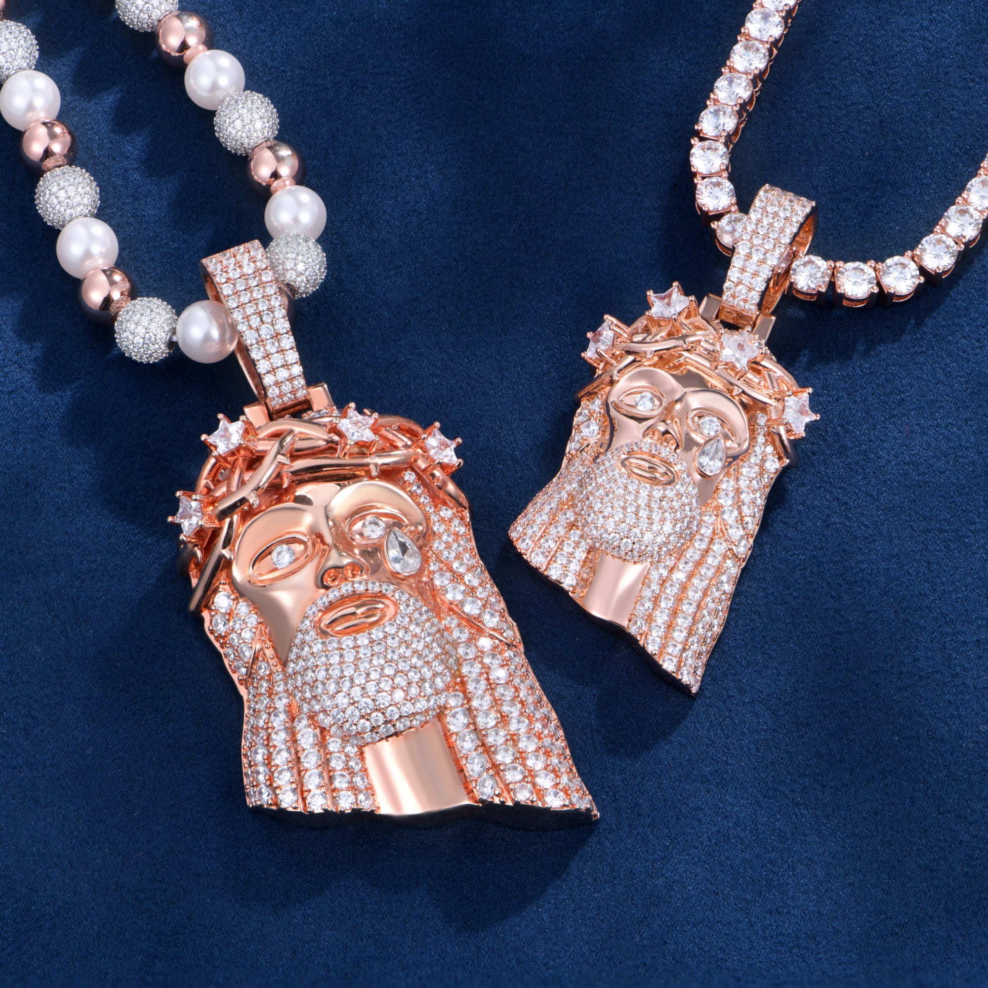 Pendentif Jésus Stellaire en Or Rose - Moyen