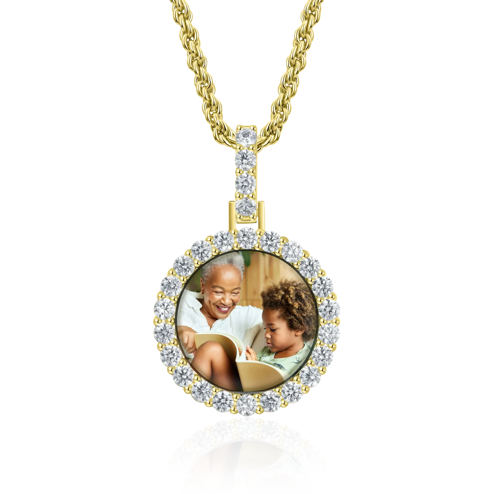 Custom Micro Photo Pendant & Tennis Chain Set