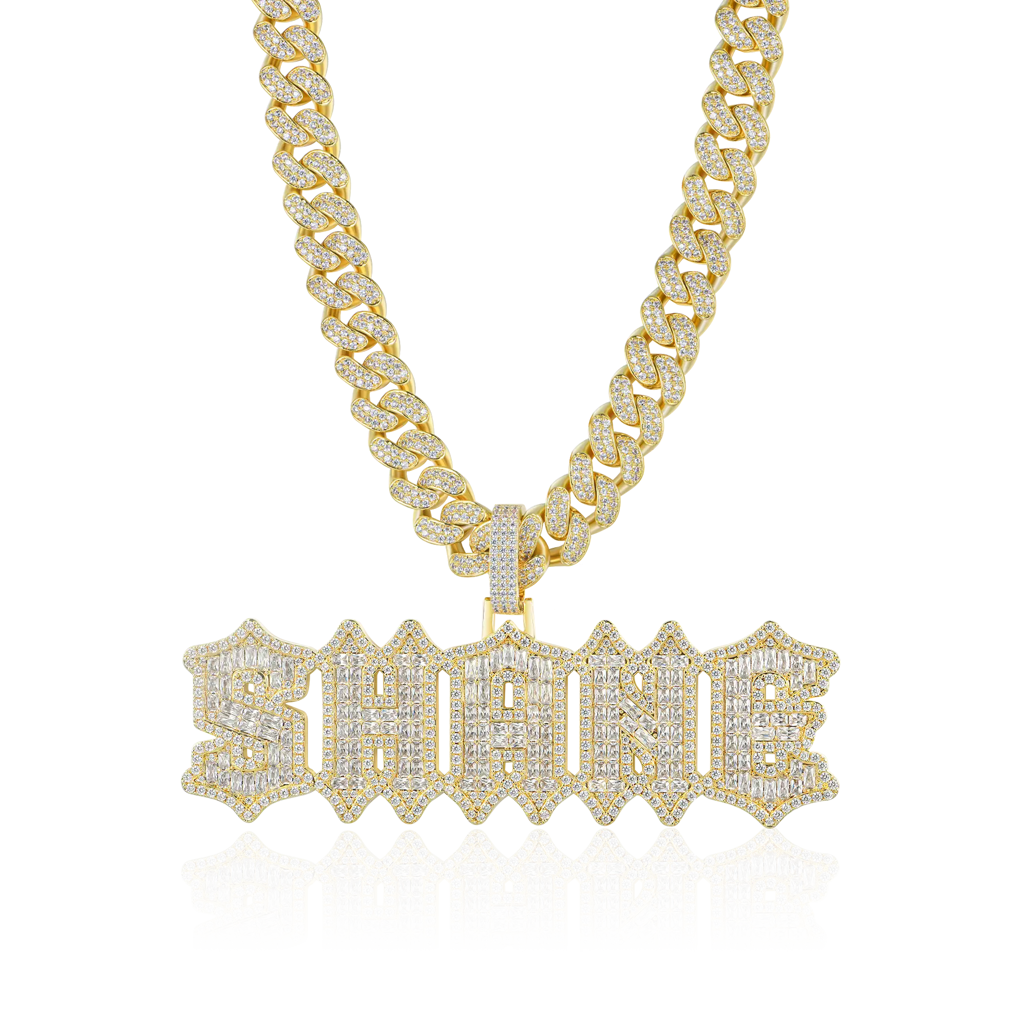 Custom Emerald Cut Gothic Font Pendant