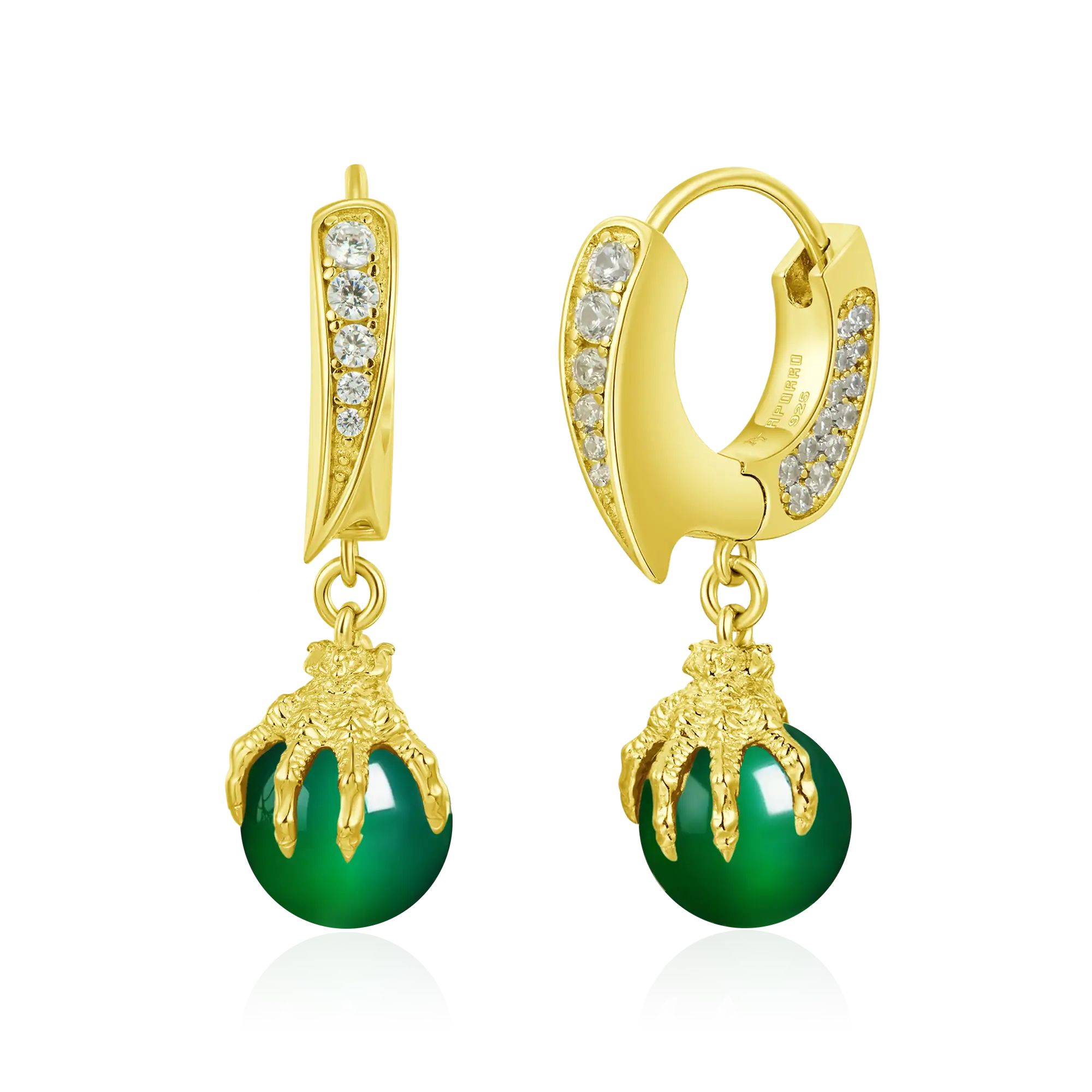 WONG Ⅱ Ridge Iced Out Jade Drop Earrings - Pair
