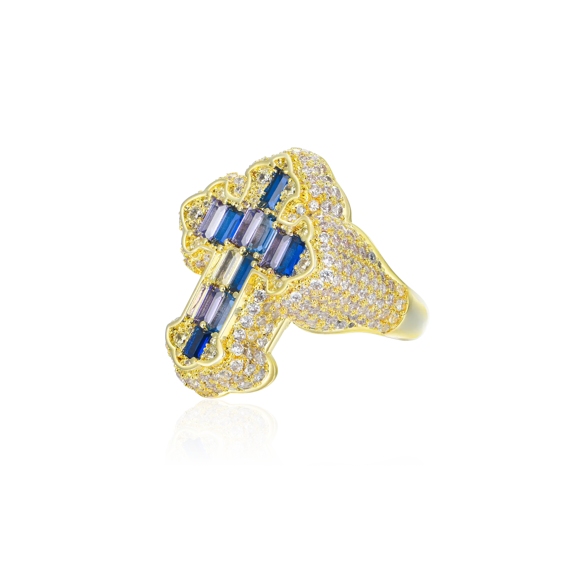Iced Vitraux Vintage Starry Night Cross Ring