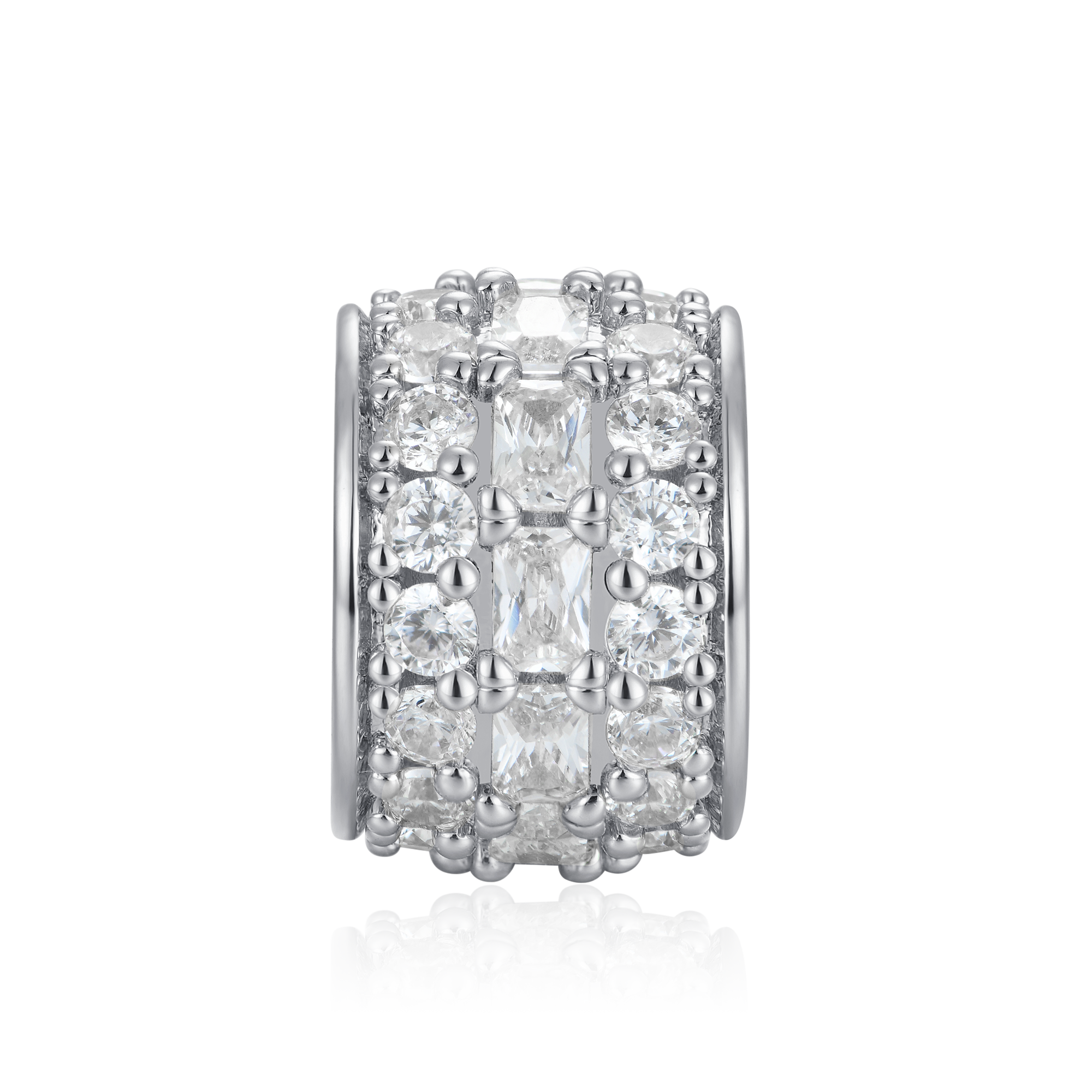 #Style_Emerald and Round Cut#Color_White Gold