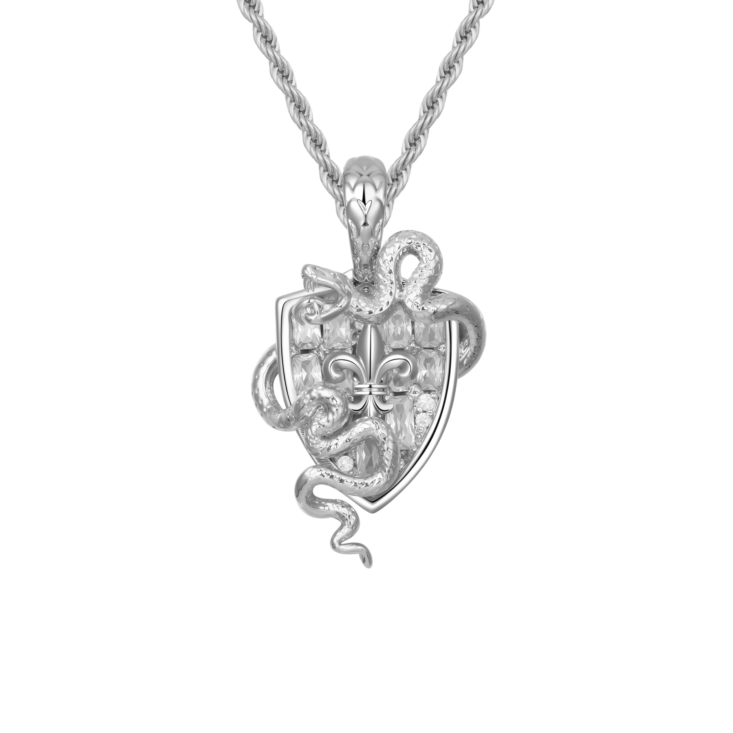 Moissanite Guardian Shield Snake Pendant - 25mm