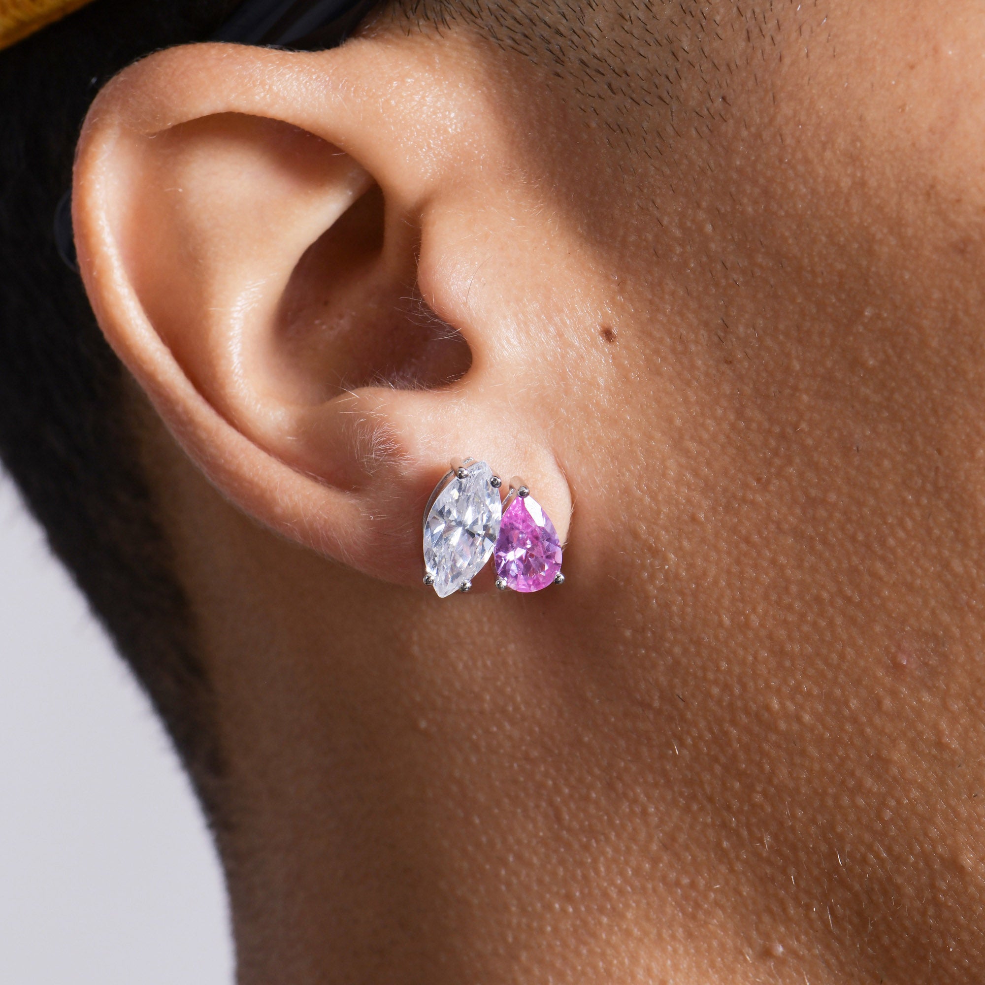 Moissanite Toi et Moi Stud Earrings – Marquise & Pear