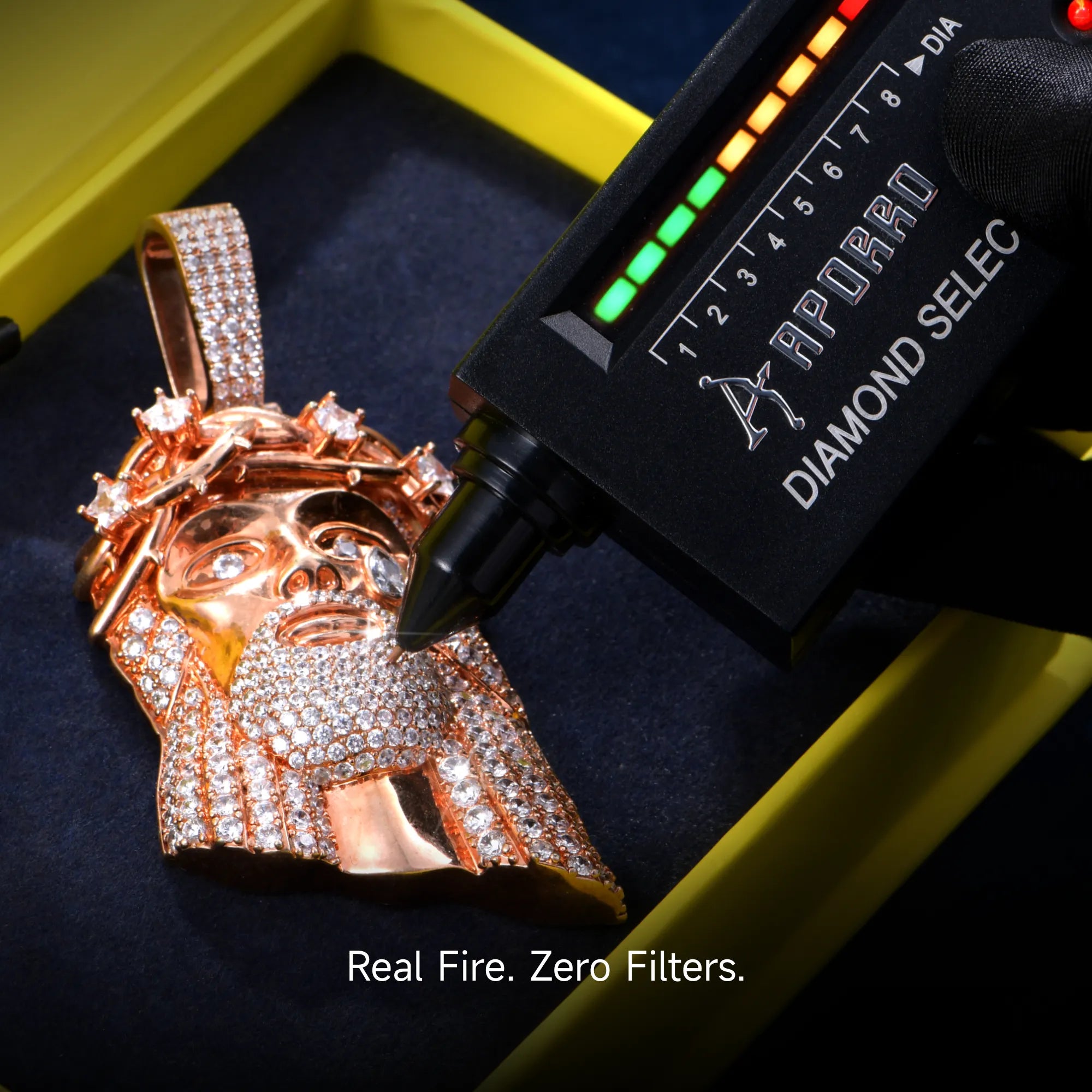 Moissanite Rose Gold Stellar Jesus Pendant - Small