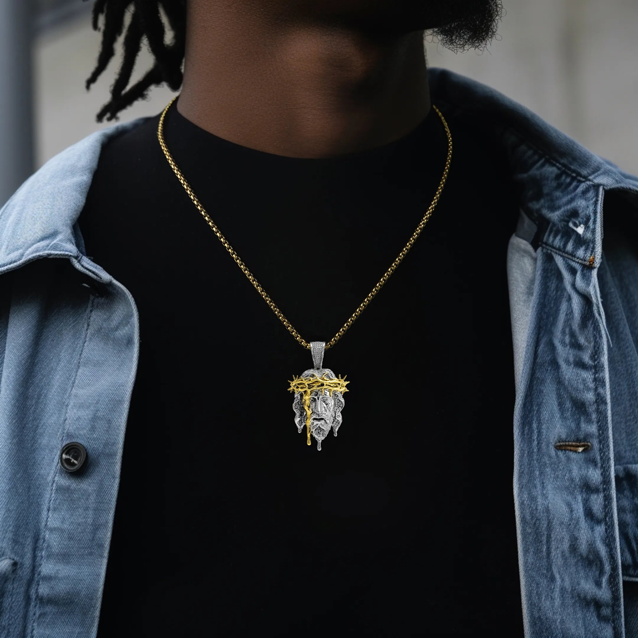 Drip Messiah - Heavy Crown Jesus Pendant - 38mm
