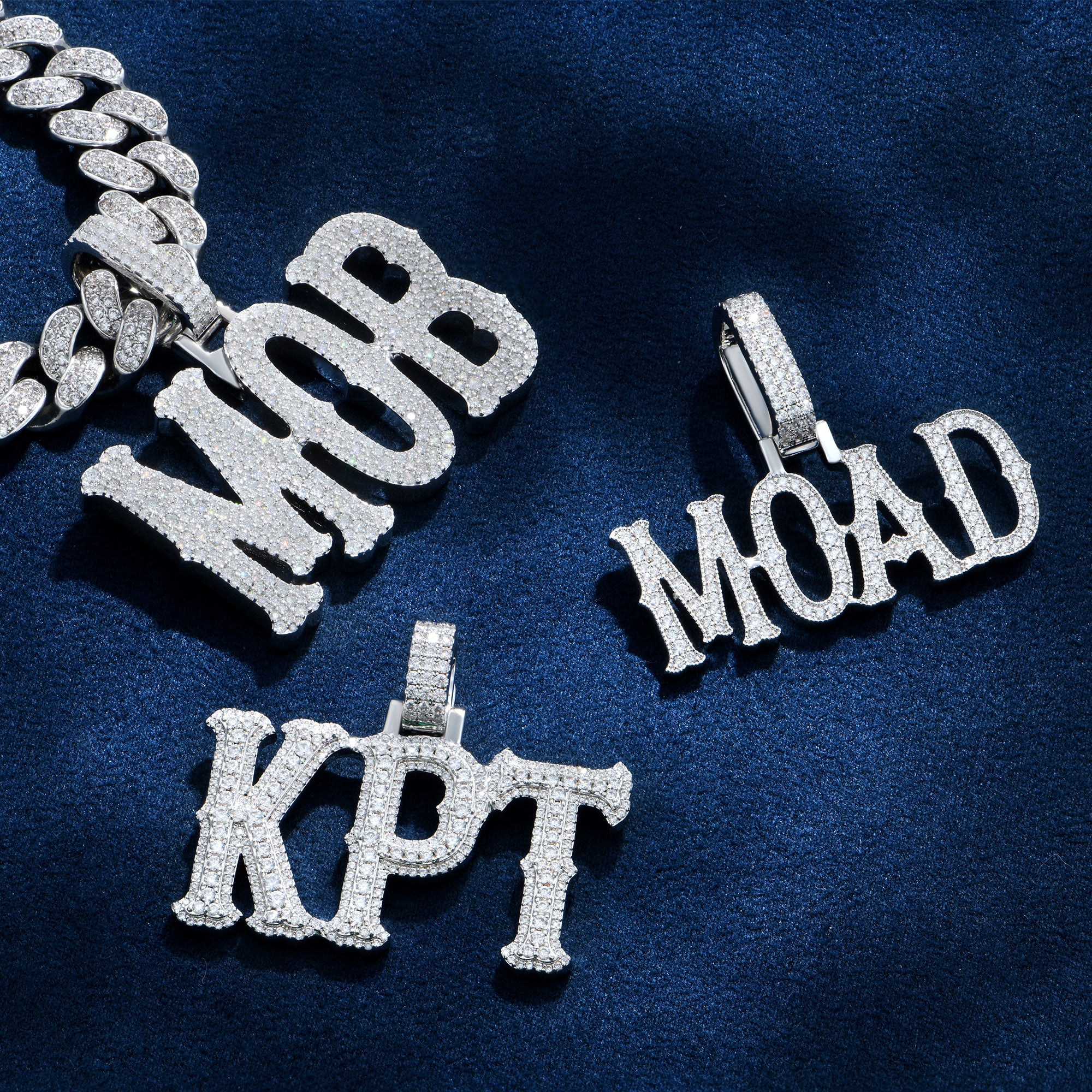 Custom Moissanite Bosox Font/Number Gold Name Pendant