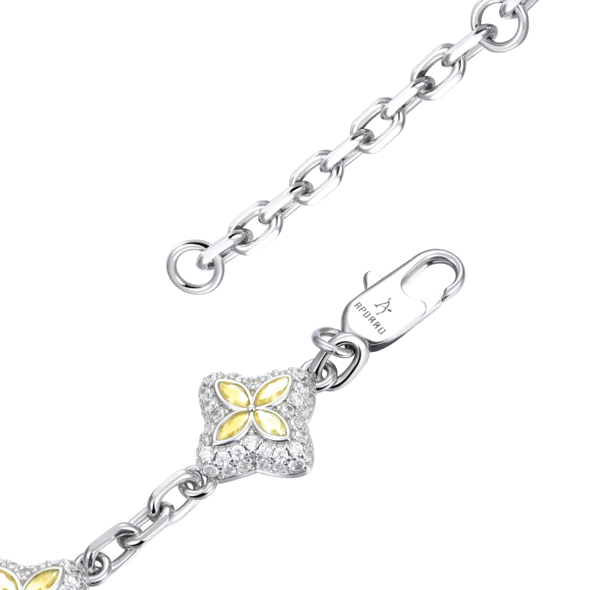 Bracelet Ajustable Trèfle Lumineux Glacé - Diamant Jaune
