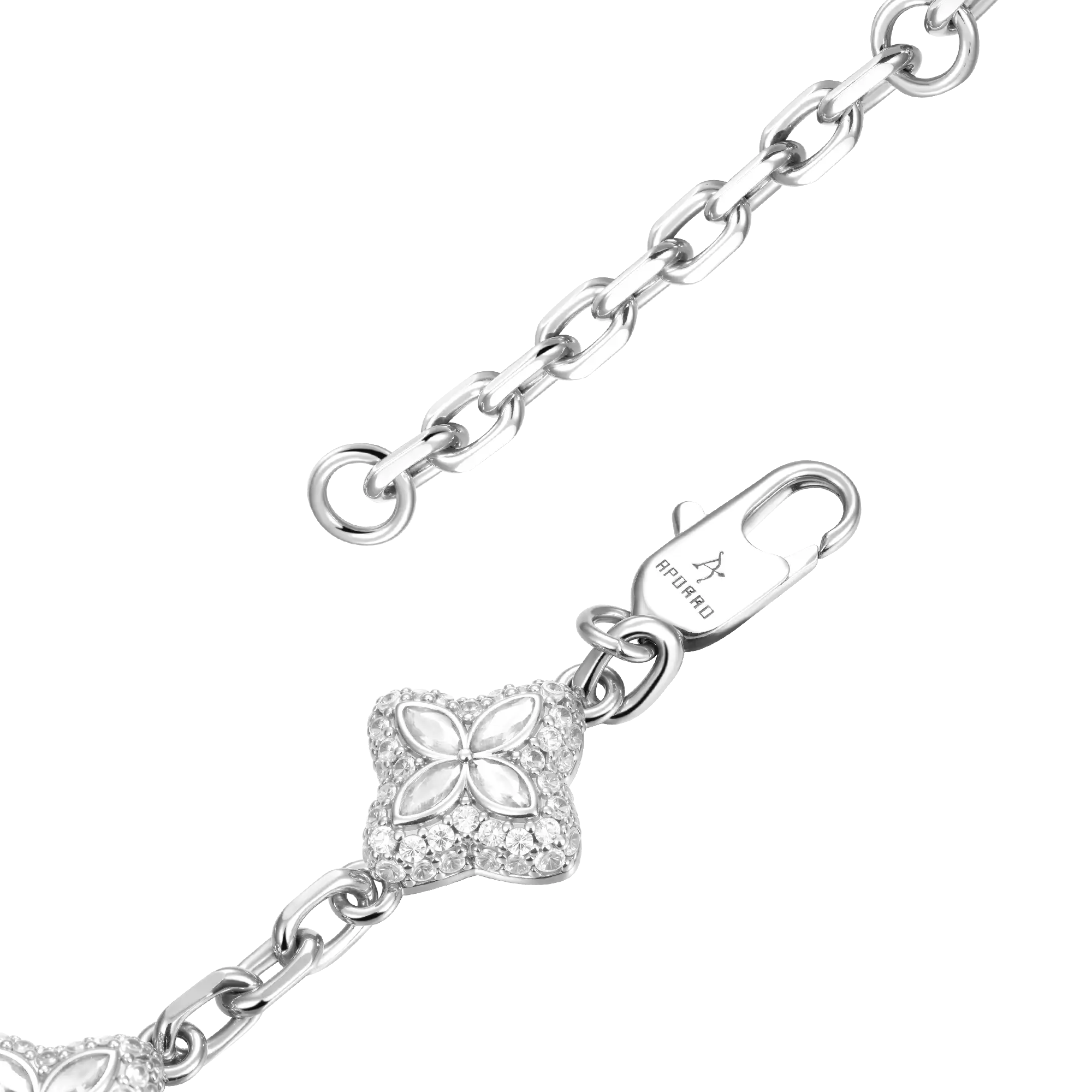 Verstellbares Iced Luminous Clover-Armband – weißer Diamant