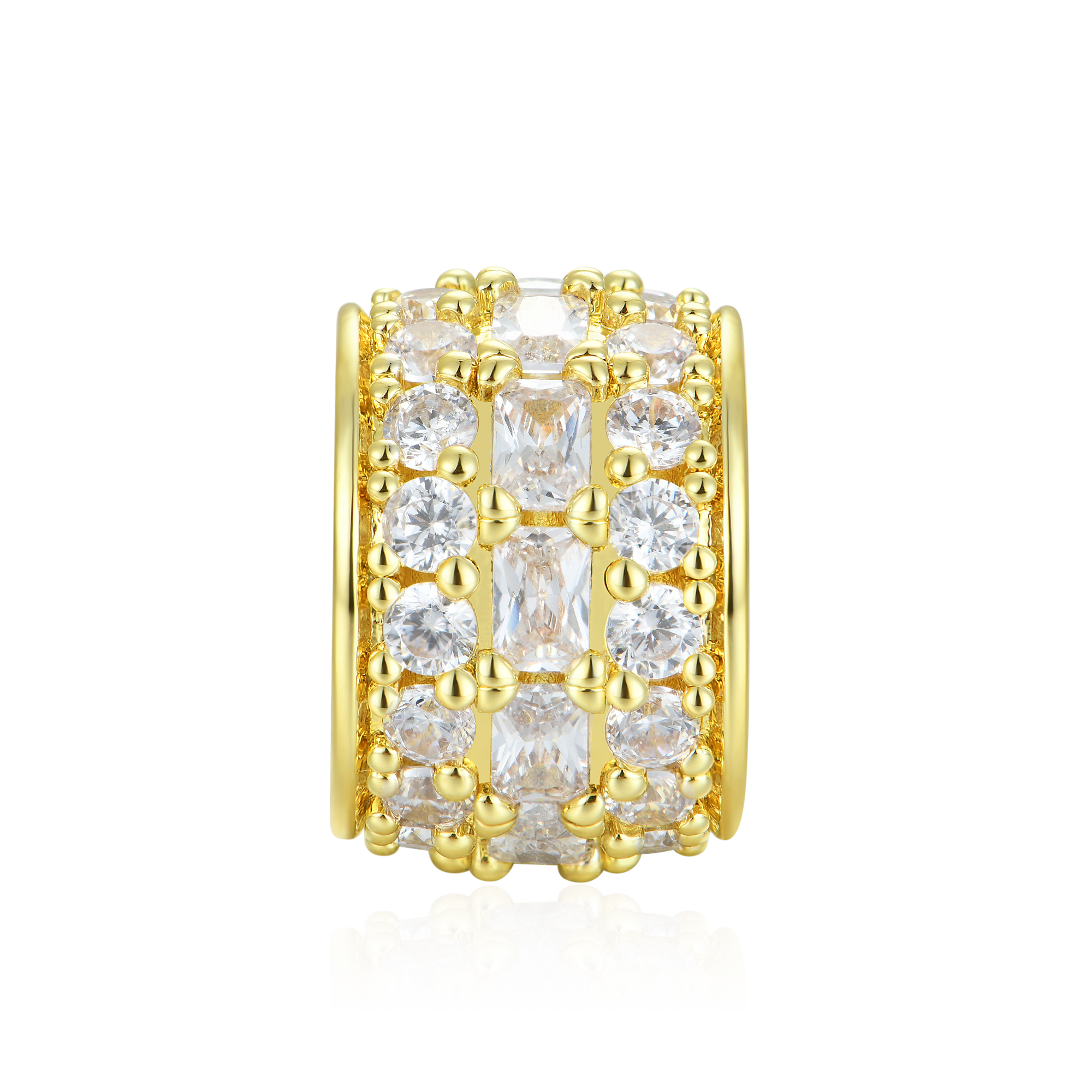 #Style_Emerald and Round Cut#Color_Yellow Gold