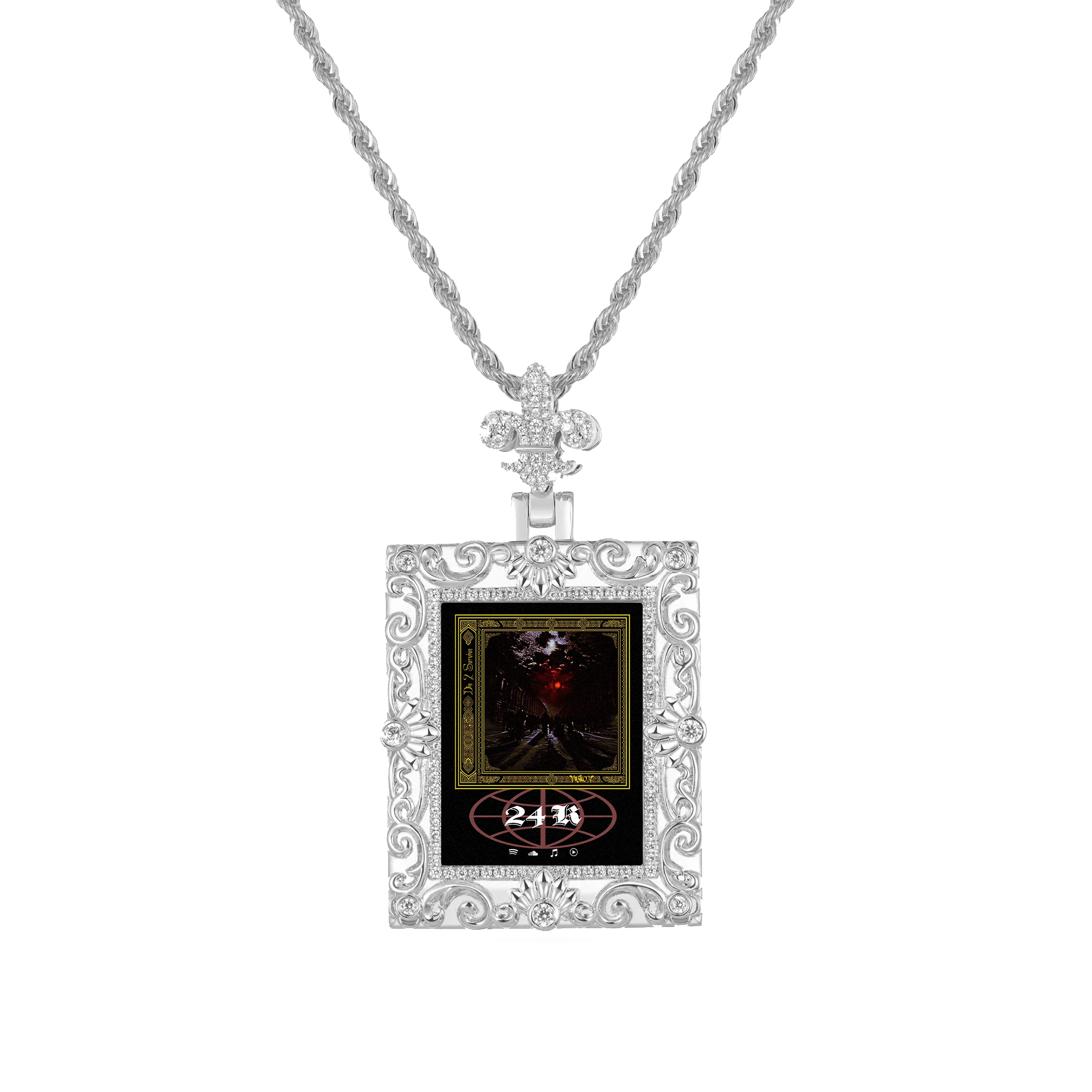 Custom Greek Pattern Vintage Rectangular Photo Pendant