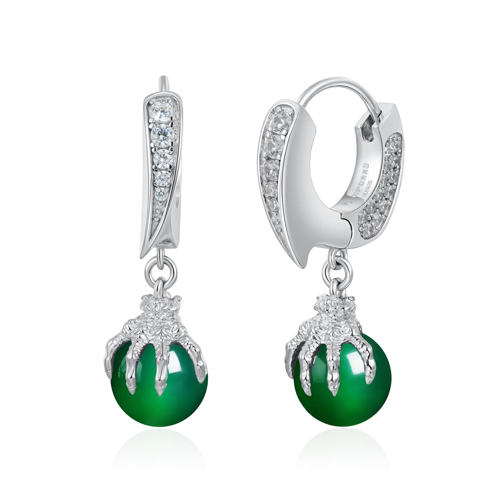 WONG Ⅱ Ridge Iced Out Jade Drop Earrings - Pair