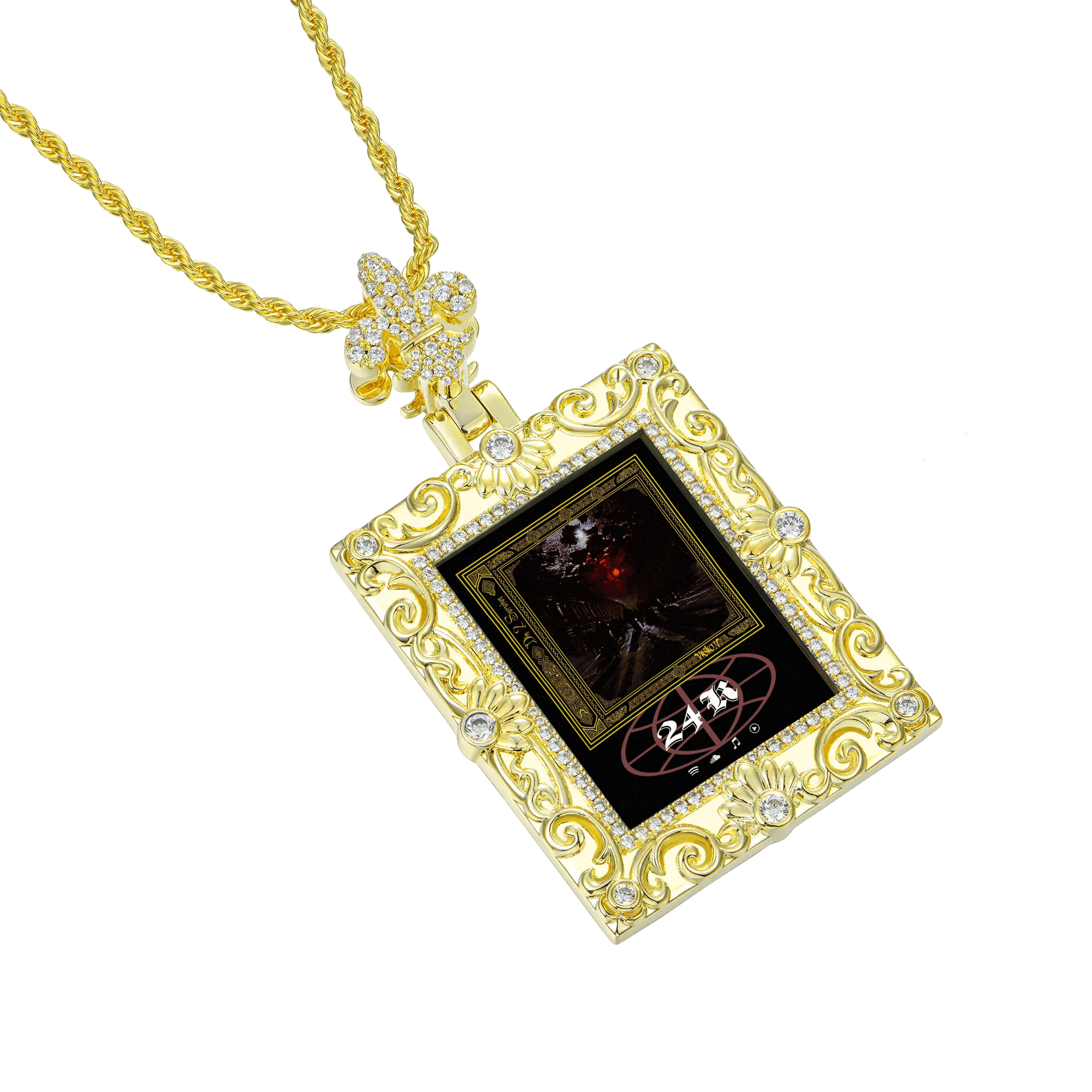 Custom Greek Pattern Vintage Rectangular Photo Pendant