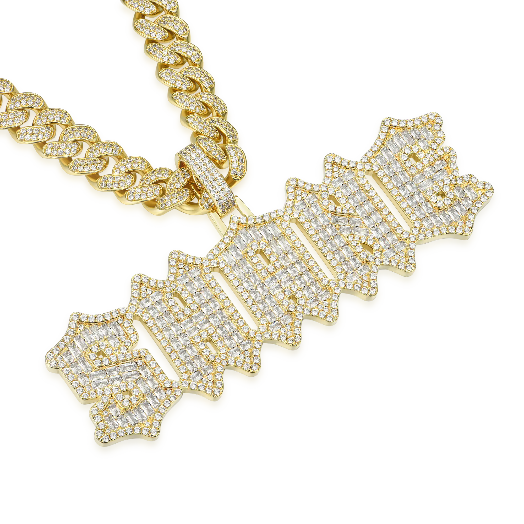 Custom Emerald Cut Gothic Font Pendant