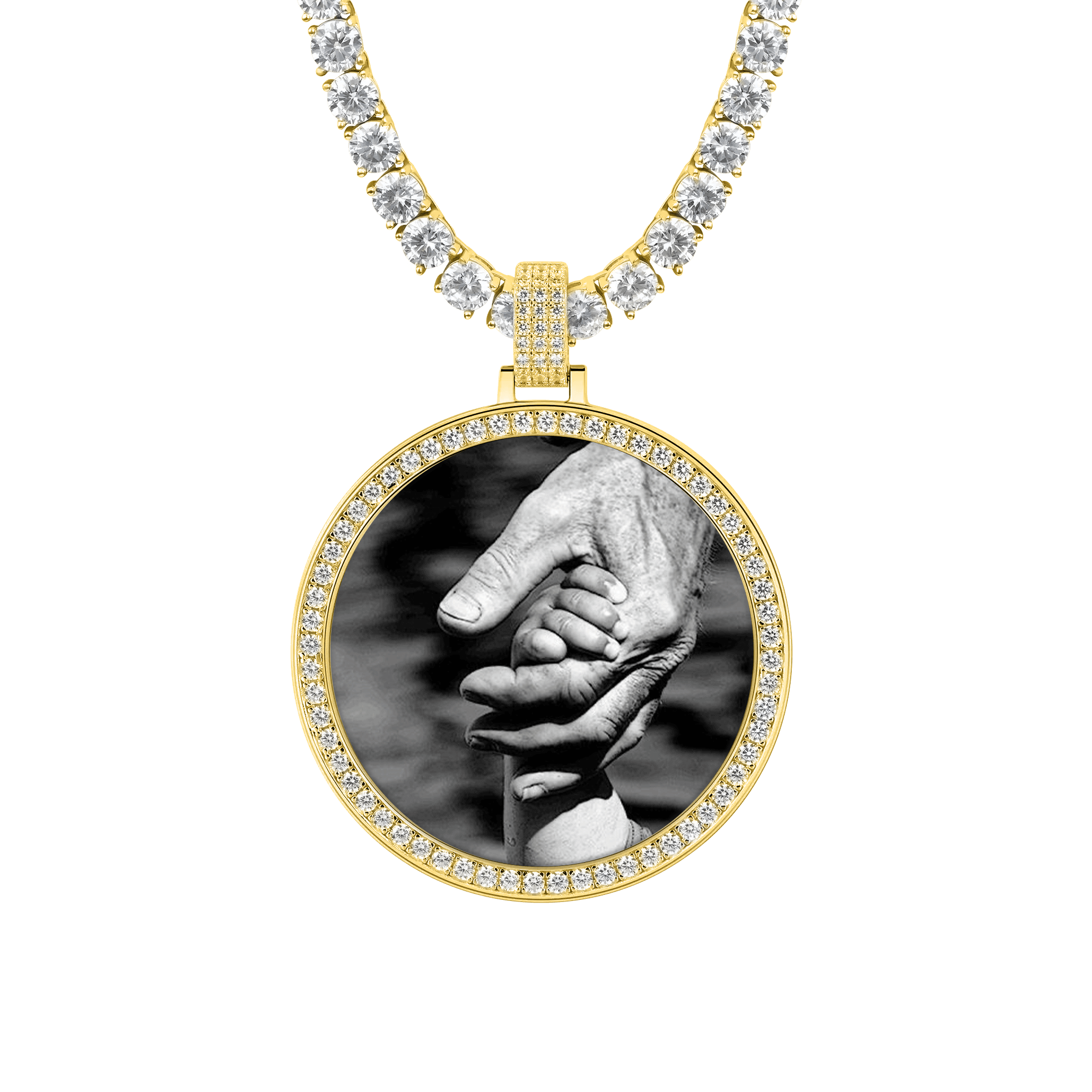 Custom Moissanite 46MM Photo Necklace Pendant