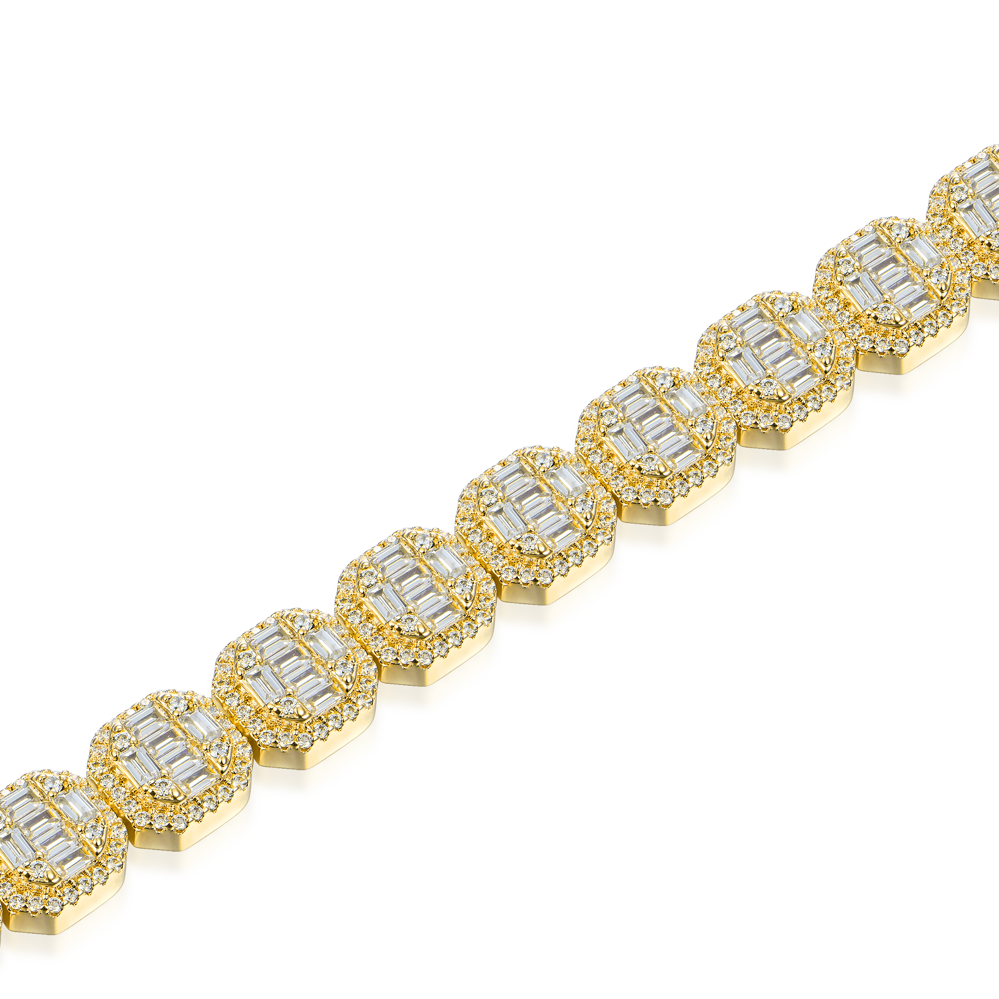 Baguette Clustered Tennis Bracelet - 8mm
