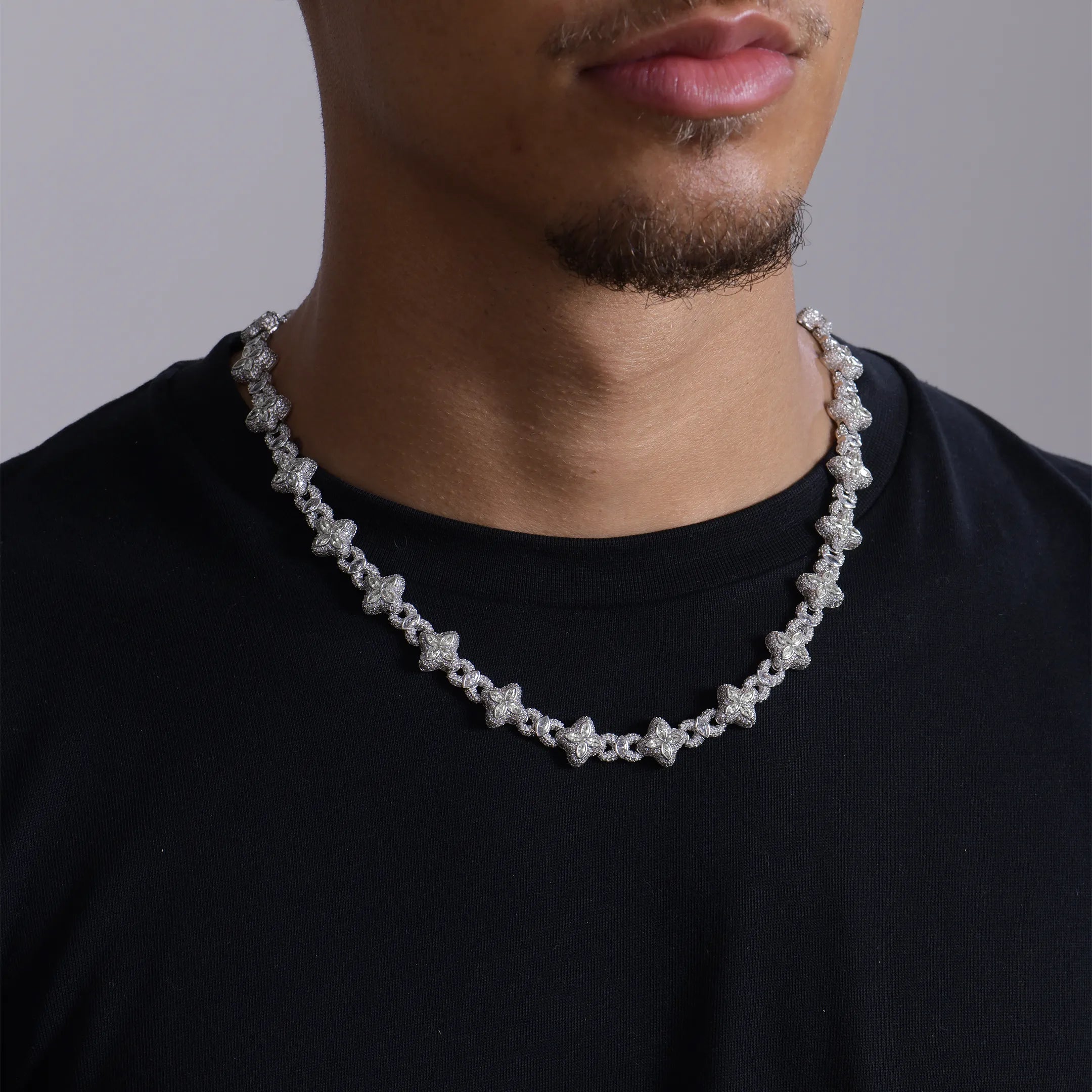 Moissanite Luminous Clover Necklace & Wallet Chain - White Diamond
