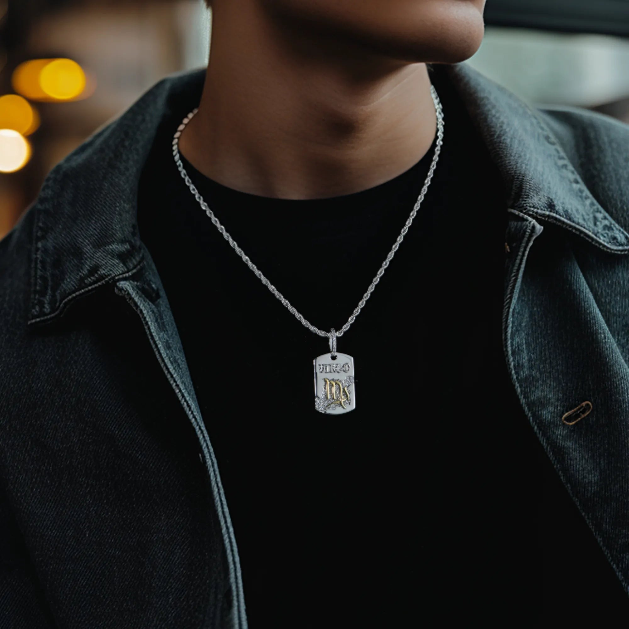 Moissanite Zodiac Dog Tag Pendant