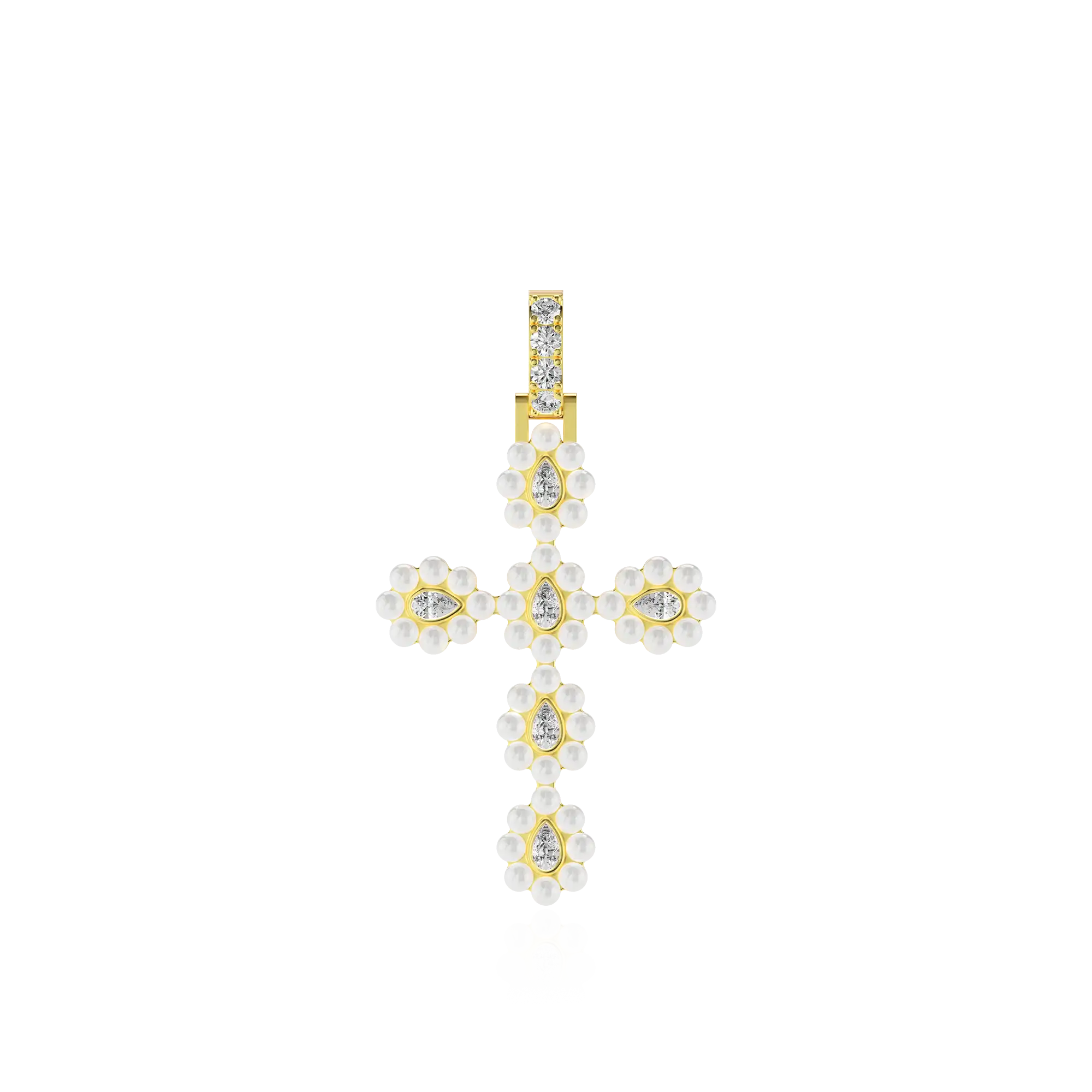 Ciondolo per pera perla alone moissanite