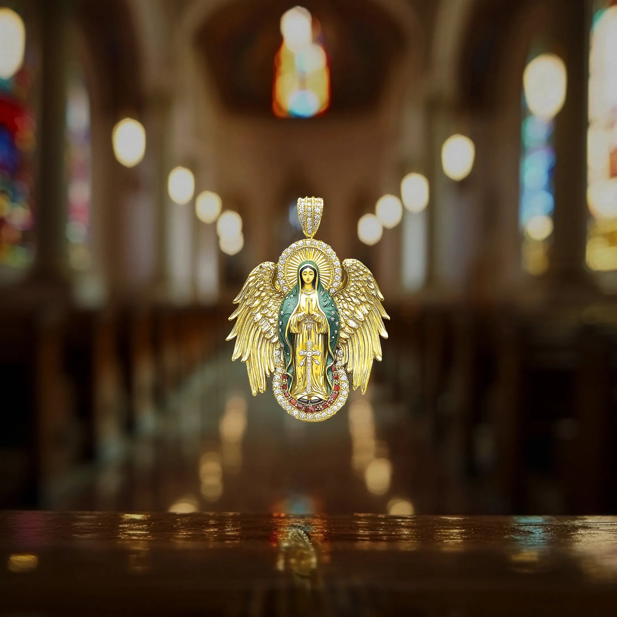 Blessed Mary Halo Winged Pendant